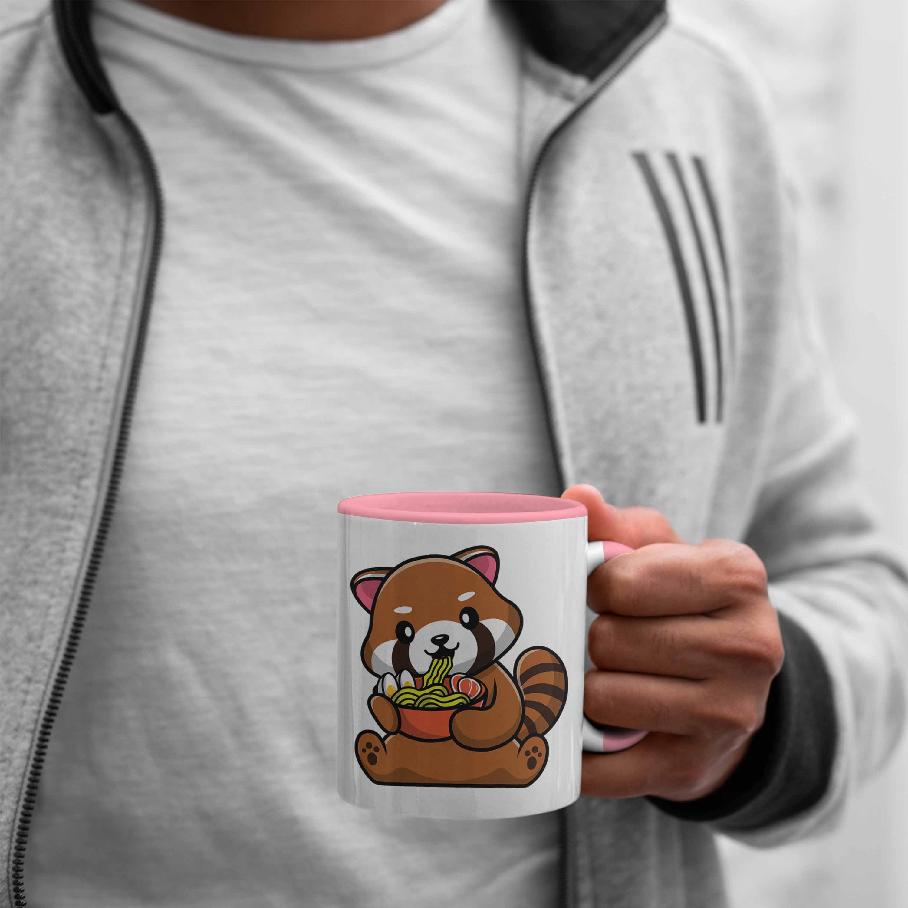 Trendation - Grafik Geschenkidee Trendation Tasse Tasse Ramen Jungs Roter Rosa Kinder für Lustige Panda Mädchen Nudeln Musik