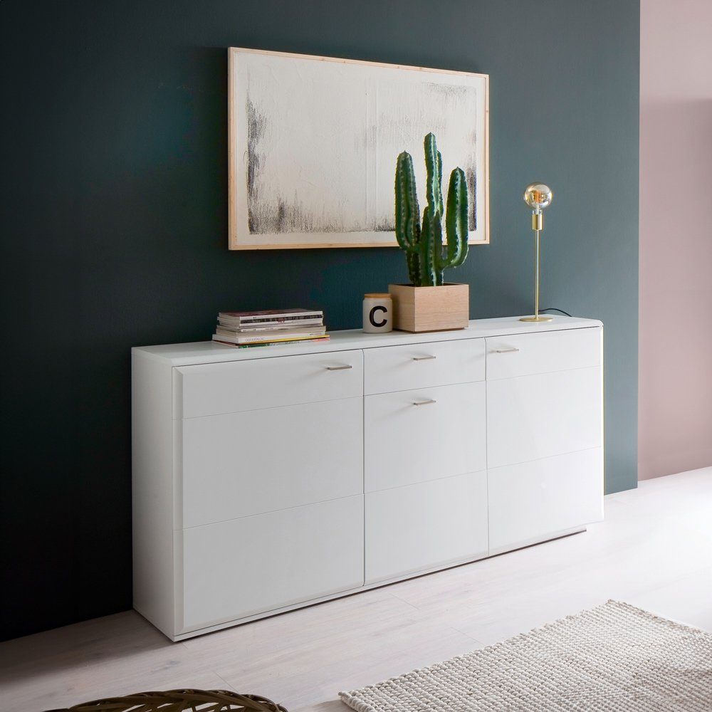 Lomadox Sideboard ALIA-05, weiß matt 3 Türen, Schubkasten, cm, Kommode, modern, Anrichte 1 165