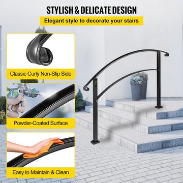 VEVOR Armlehne Verstellbarer Treppenhandlauf Schwarz Eisen 3 bis 4 Stufen, einen Sicherheitsschutz,dekoriert auch Ihre Treppe
