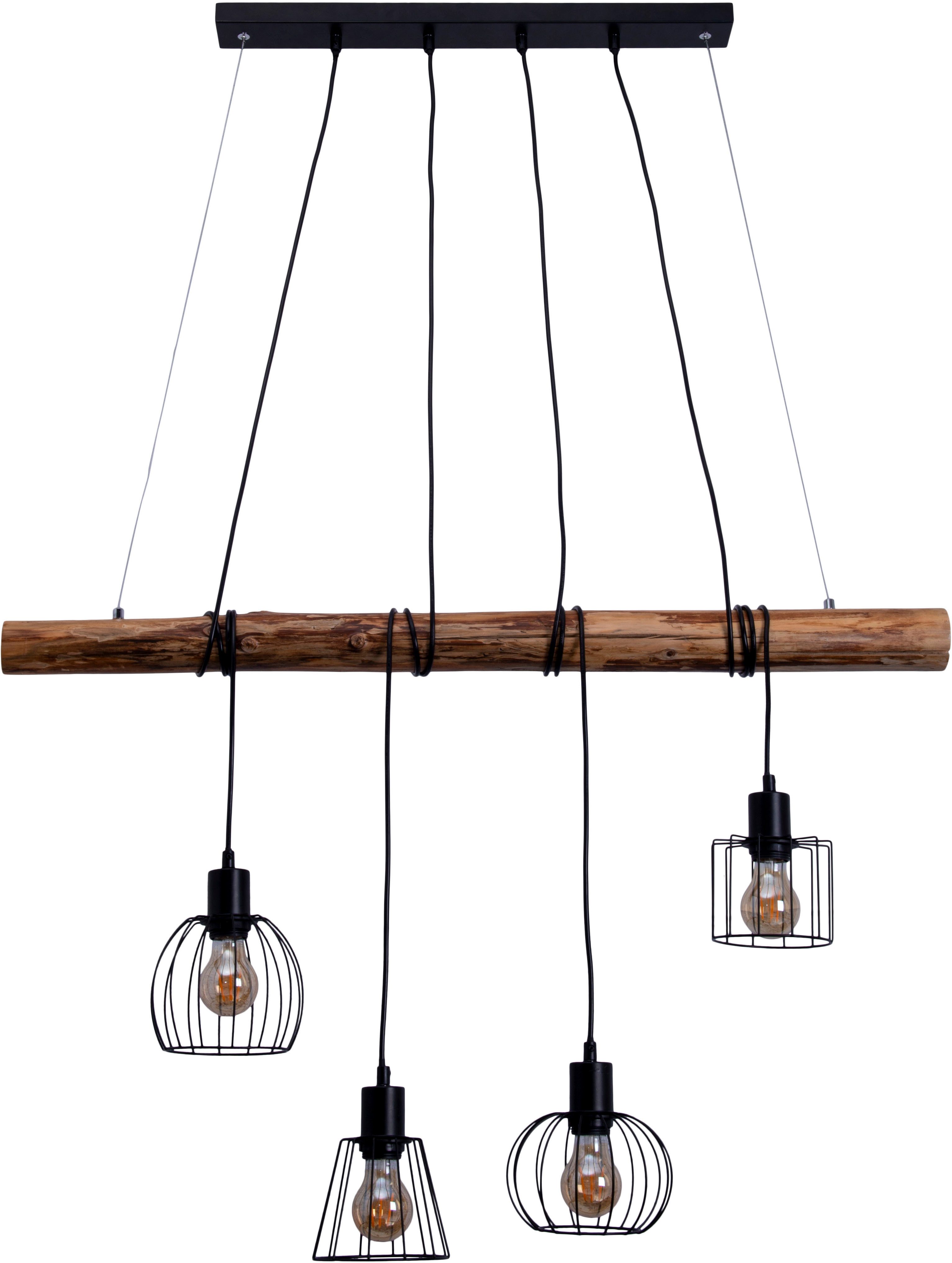 näve Pendelleuchte 4er Pendelleuchte "WOODLAND", ohne Leuchtmittel, retro optik