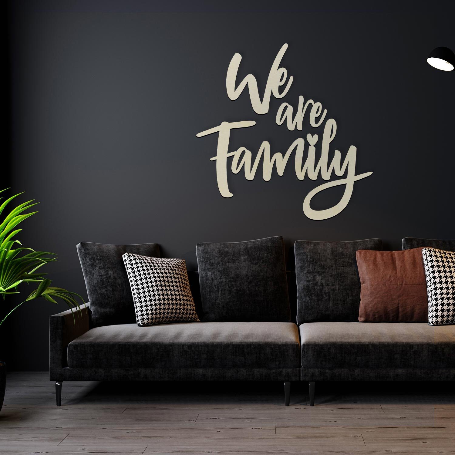 Namofactur Wanddekoobjekt Wandtattoo Schriftzug "We are Family" Wandbild Text aus Holz (3-teilig), Moderne Wandgestaltung für Foto Wand Collage Unbehandelt