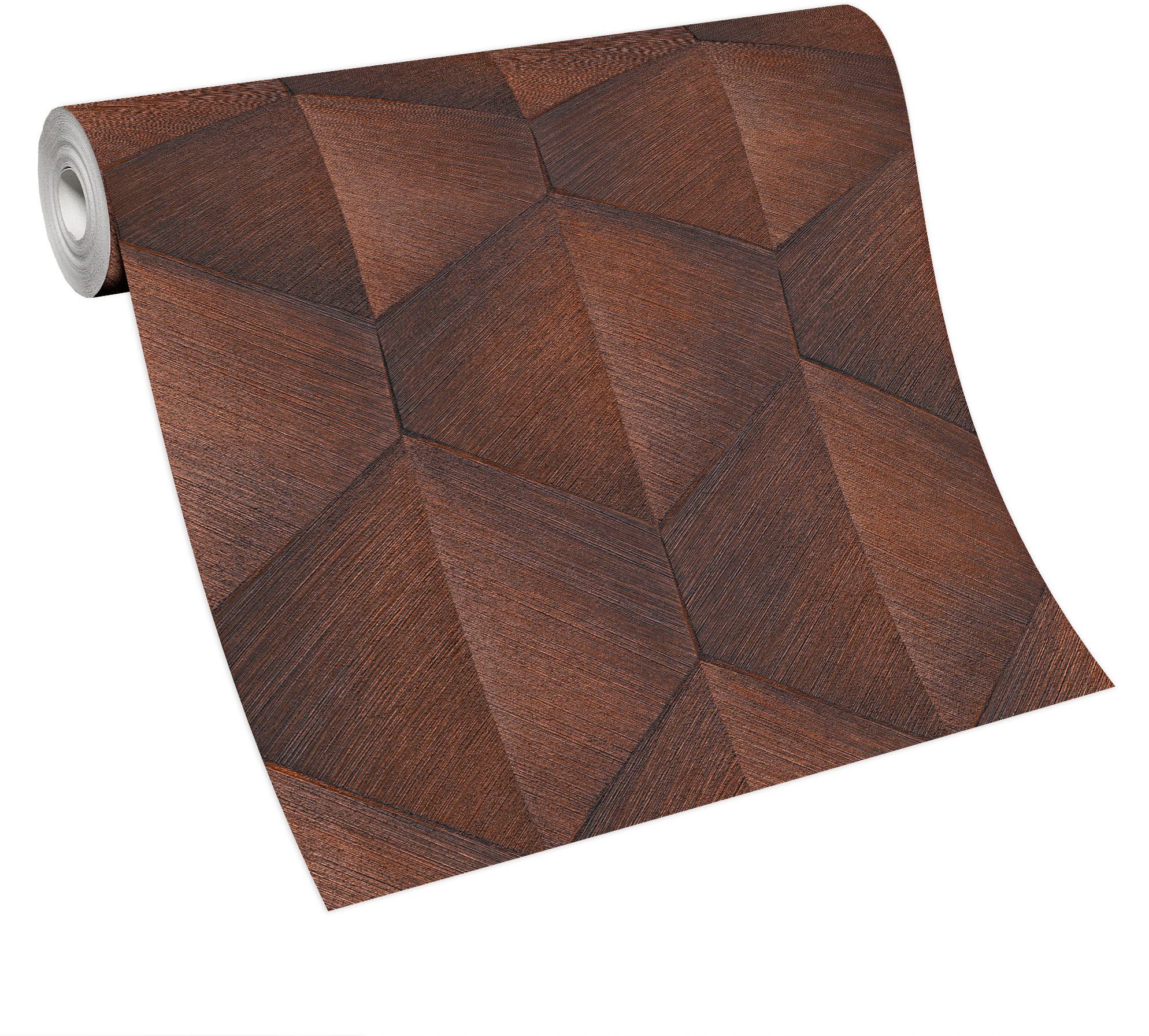 Bricoflor 3D Tapete Rost Braun Ideal für Wohnzimmer und Büro Geometrische V günstig online kaufen
