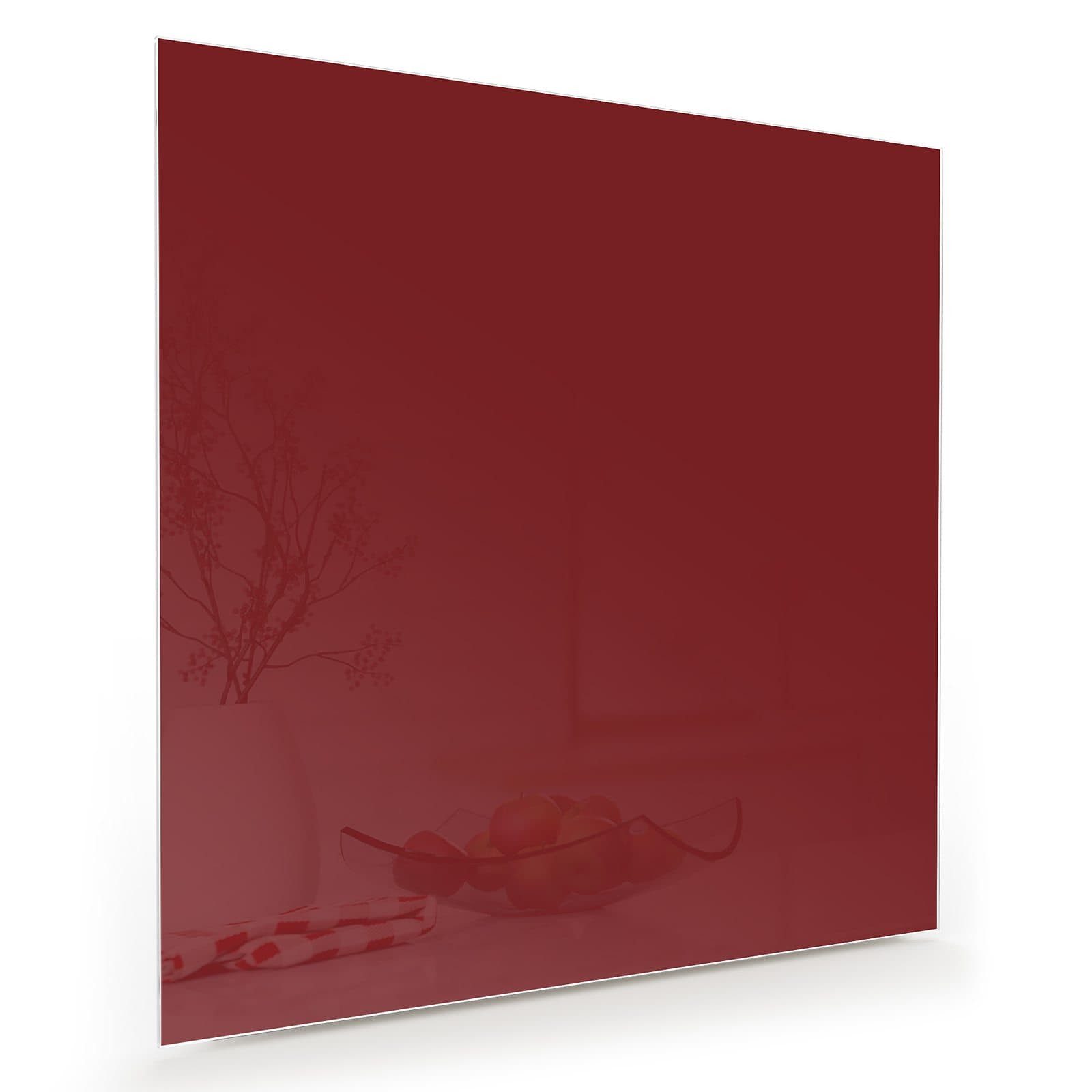 Primedeco Glasbild Wandbild Quadratisch Weinroter Hintergrund I mit Aufhängung, Einfarbige Designs (21 verschiedene Größen, 1 St), Elegante Aufhängung