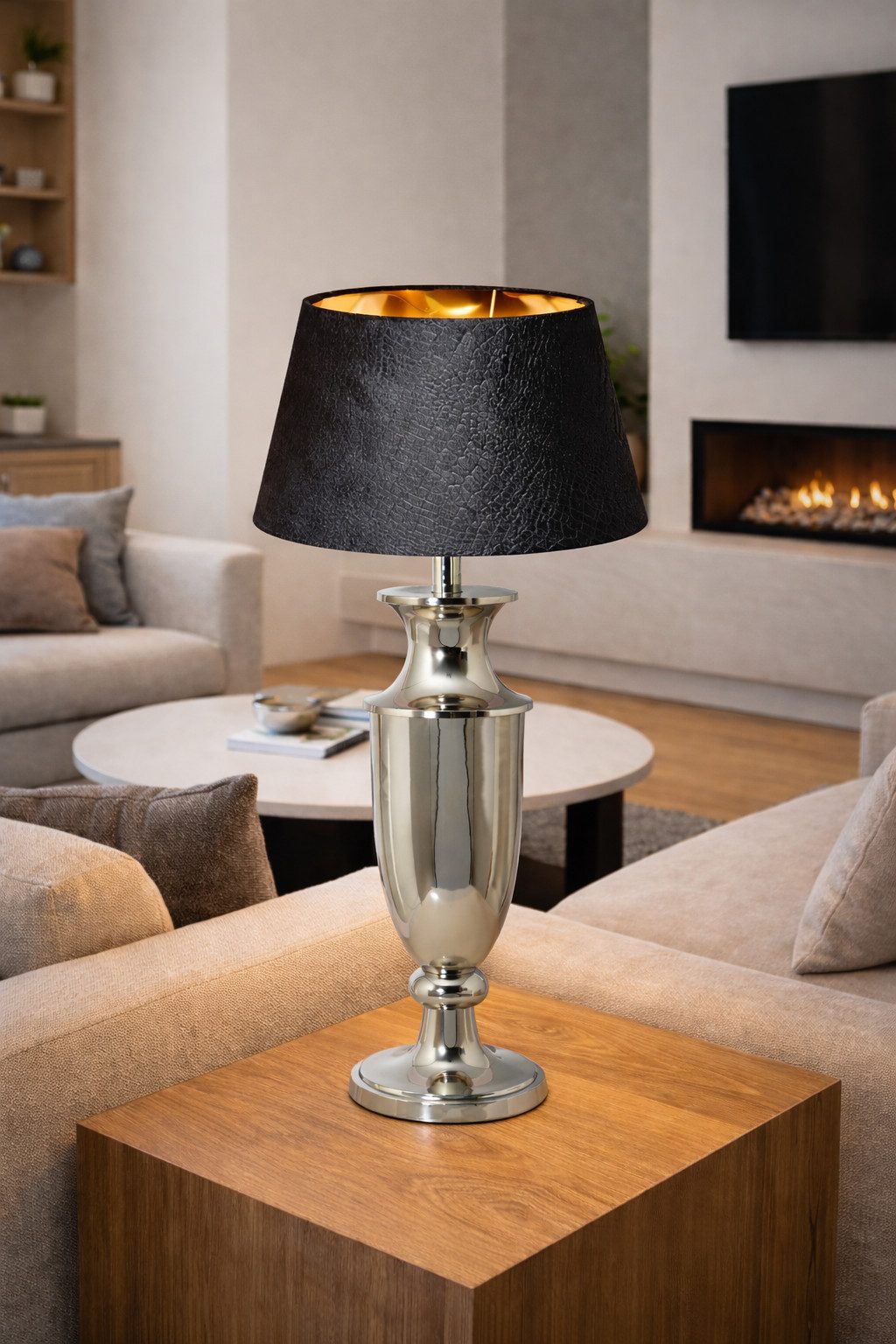 AMBIENTE-LEBENSART.DE Lampenschirm Lampenschirm-Samt-Schwarz-Coal Dust-rund-konische Form Ø 25cm