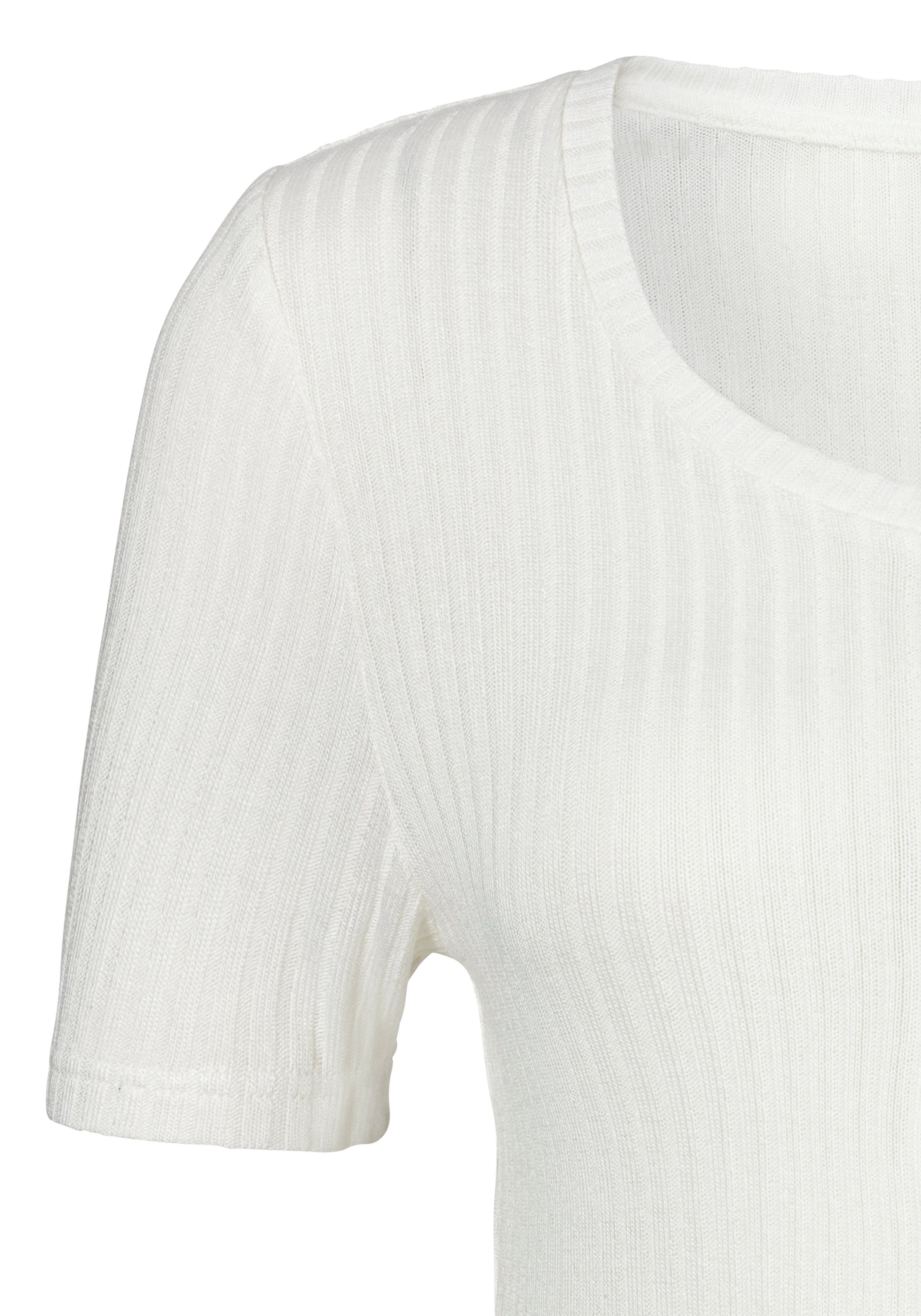 LASCANA Kurzarmshirt aus elastischem Viskose Rippstrick – Bild 4 von 5