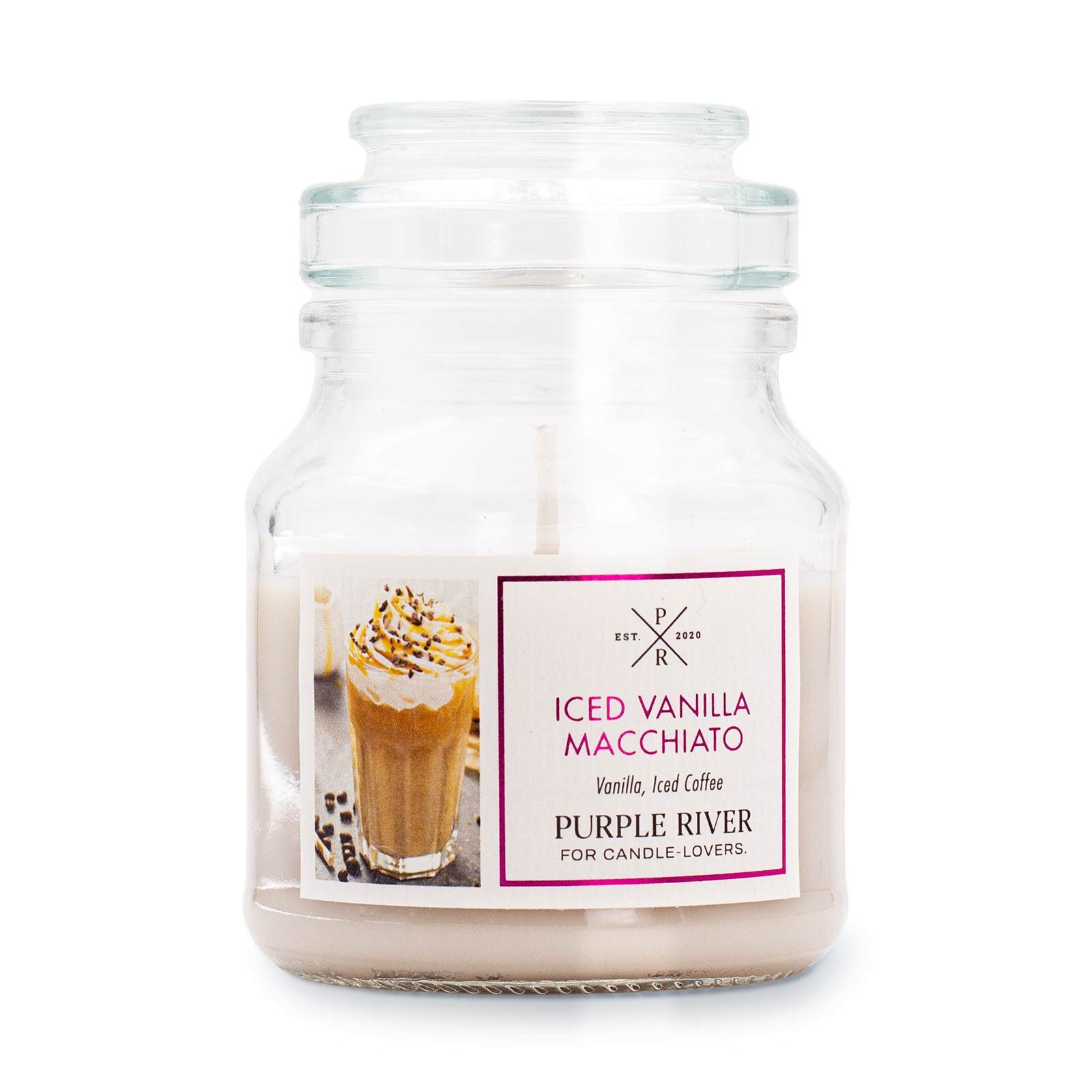 Purple River Duftkerze Iced Vanilla Macchiato - 113g (1-tlg), Brenndauer 20 - 40 Stunden, Duftkerze Süß & Würzig