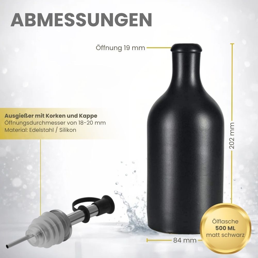 mikken Ölspender Ölflasche Keramik 500 ml mit Edelstahlausgießer aus Steingut – Bild 5 von 5