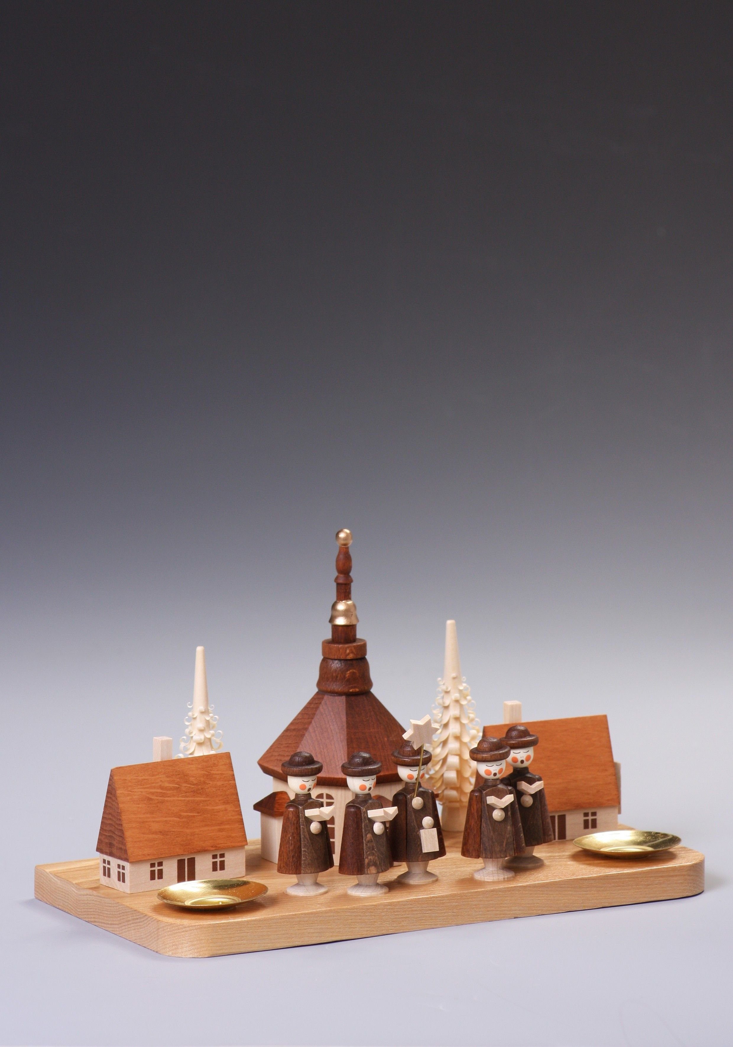 Kerzenhalter Kerzenhalter Kurrende Höhe ca 13 cm NEU, mit Seiffener Dorf,Kirche und Häuser
