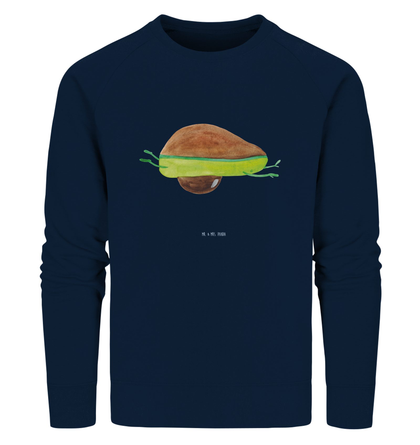 Longpullover Avocado Yoga Größe L - French Navy - Geschenk, Gesund, Sweatshirt Fra