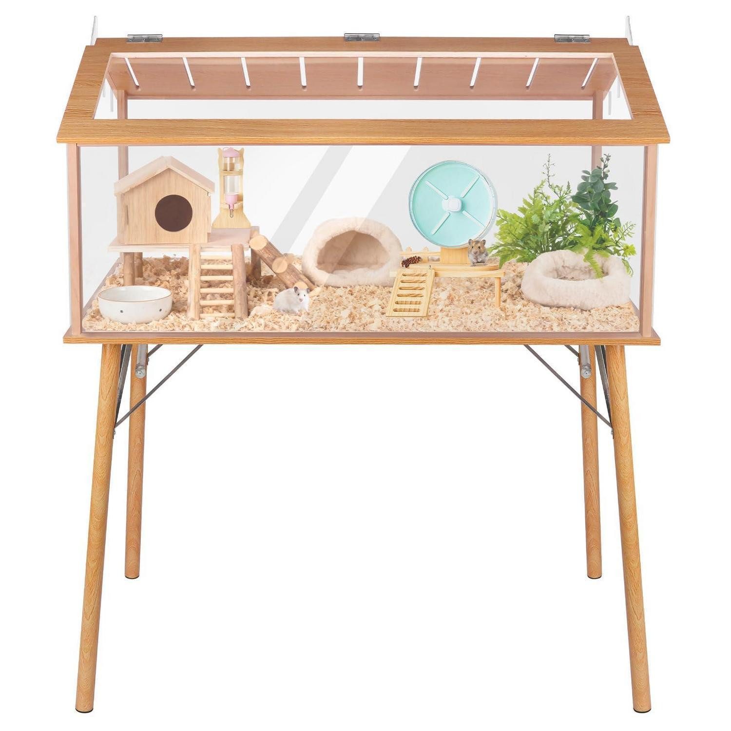 LuxusKollektion Kleintierkäfig Hamsterkäfig XL Holzkäfig transparent 101,6cm