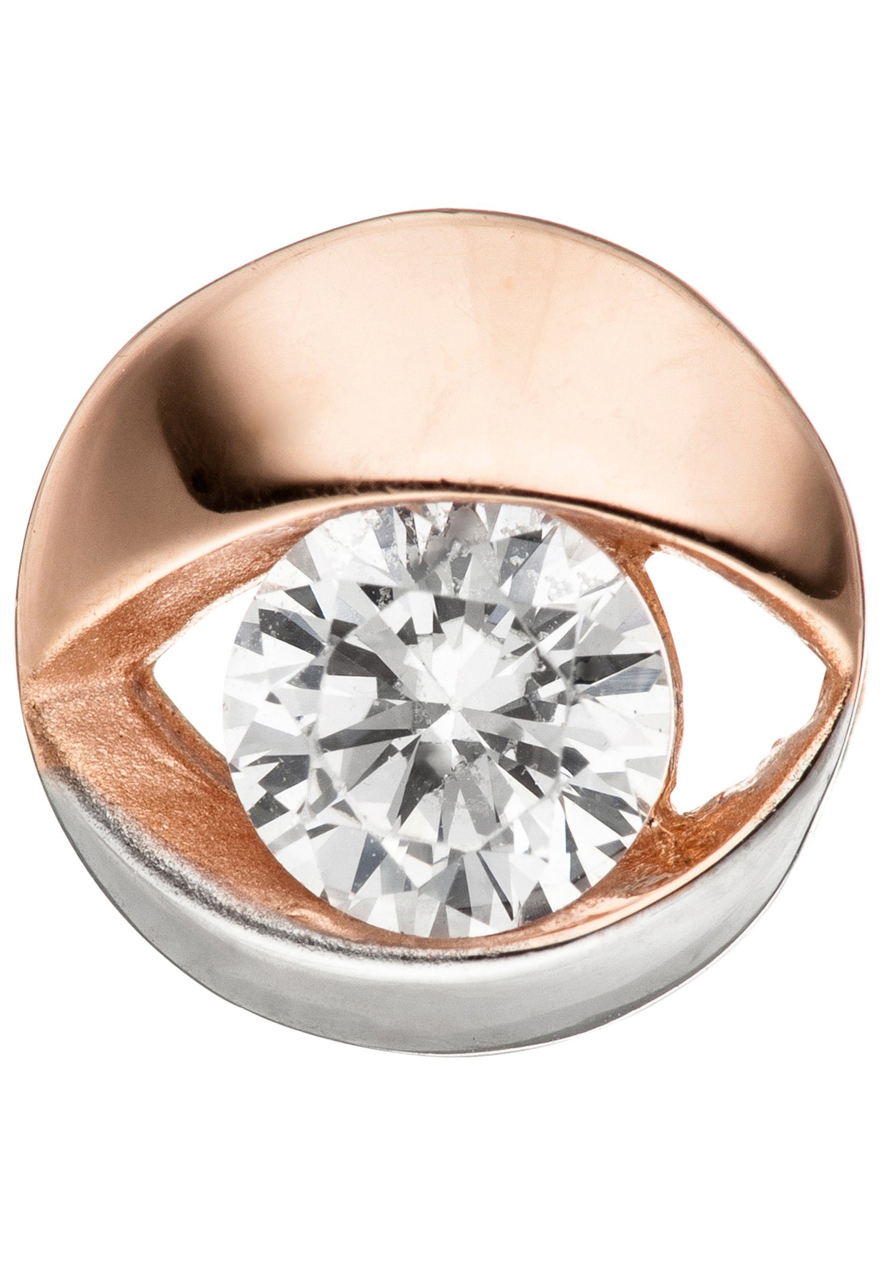 JOBO Runder Anhänger, rund 333 Roségold bicolor mit Zirkonia