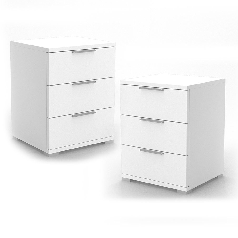 Nachtschrank Florenz, Weiß, 46 x 60 cm 2er Set