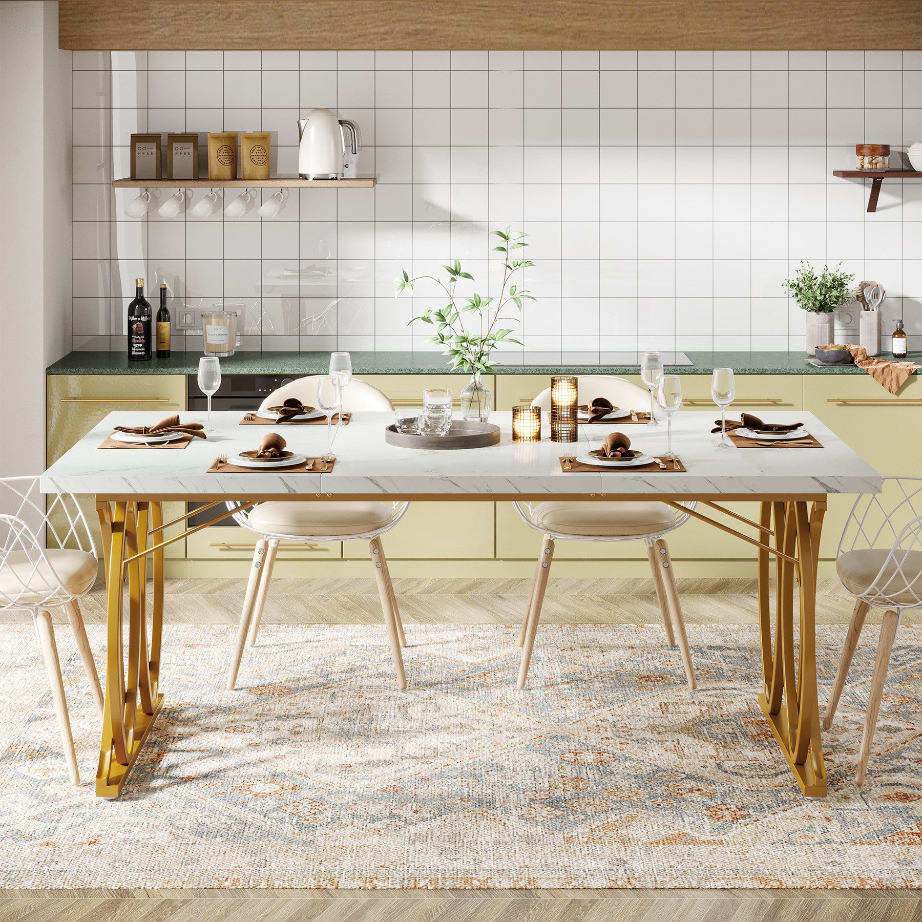 Tribesigns Esstisch Moderner Esstisch für 6 Personen, 160 x 80 cm, Rechteckig, Küchentisch