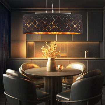 etc-shop LED Pendelleuchte, Leuchtmittel inklusive, Warmweiß, Deckenleuchte Lampe Wohnzimmer hängend schwarz gold Wohnzimmer