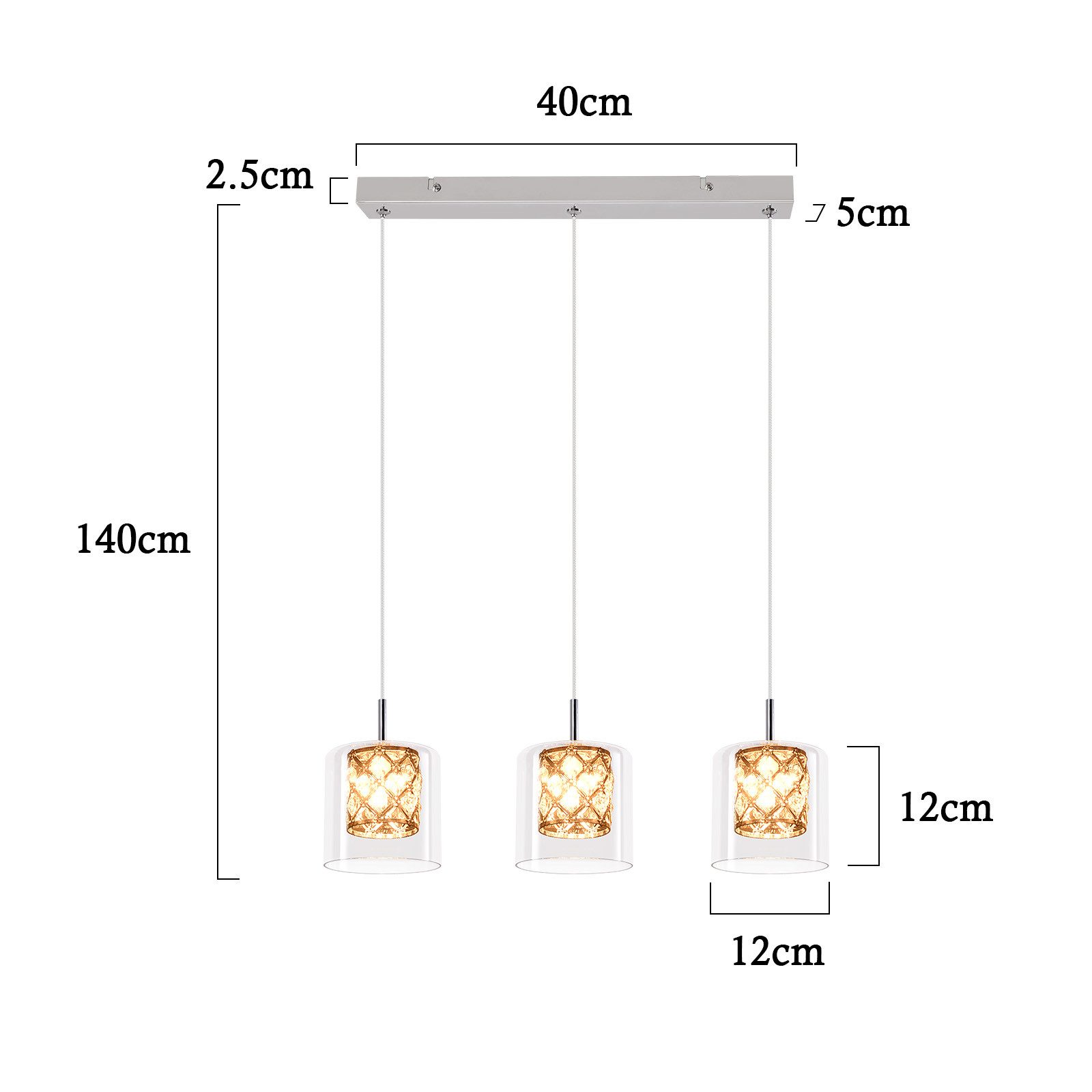 Nettlife Pendelleuchte Esszimmer Kristall Glas G9 Modern Hängeleuchte 120CM, Höhenverstellbar, LED wechselbar, Esstischlampe für Schlafzimmer Esszimmer Bar – Bild 4 von 5