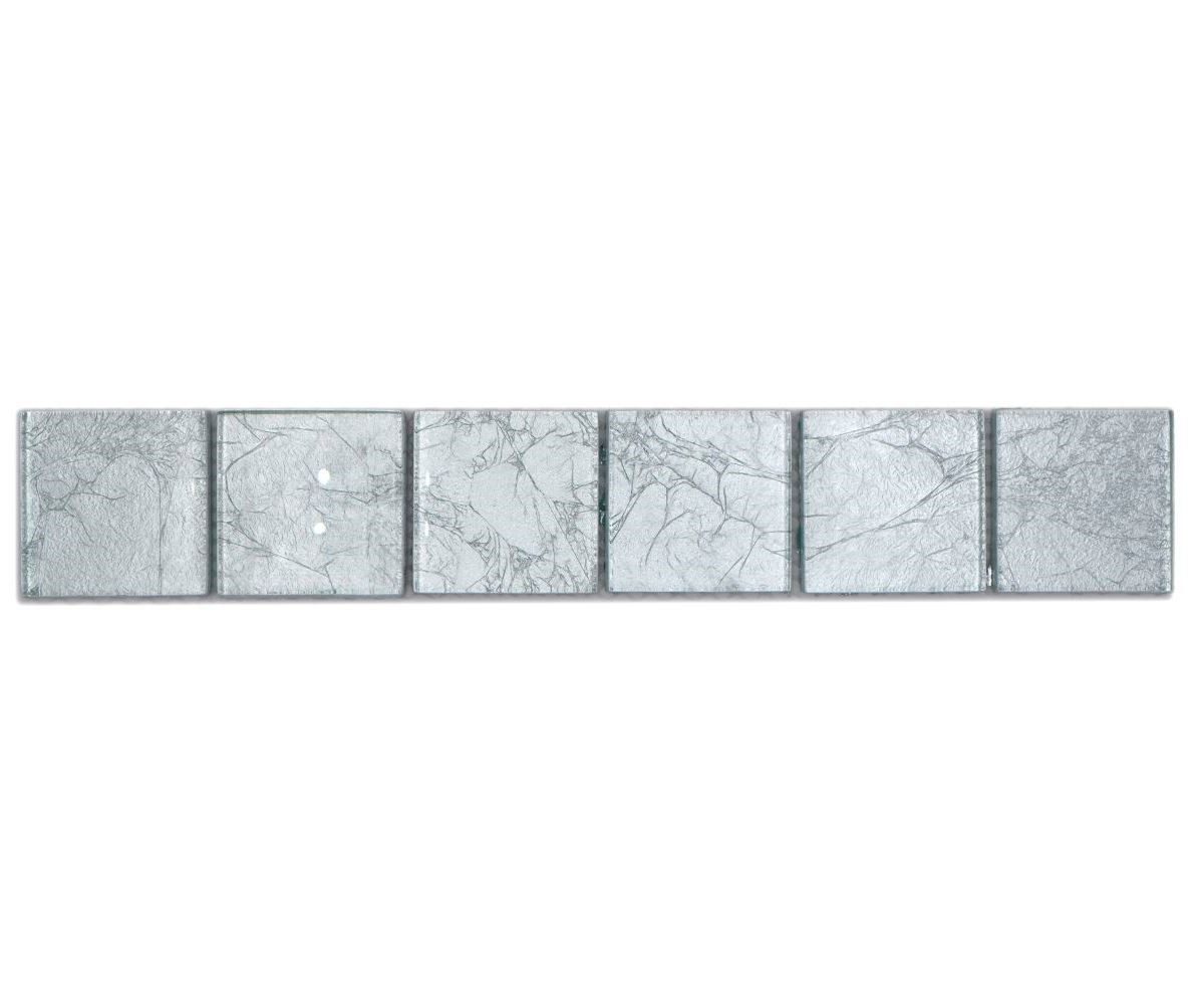 Mosani Плитка-Bordüre Mosaik Borde Bordüre Glasmosaik Mosaikfliese Silber Struktur