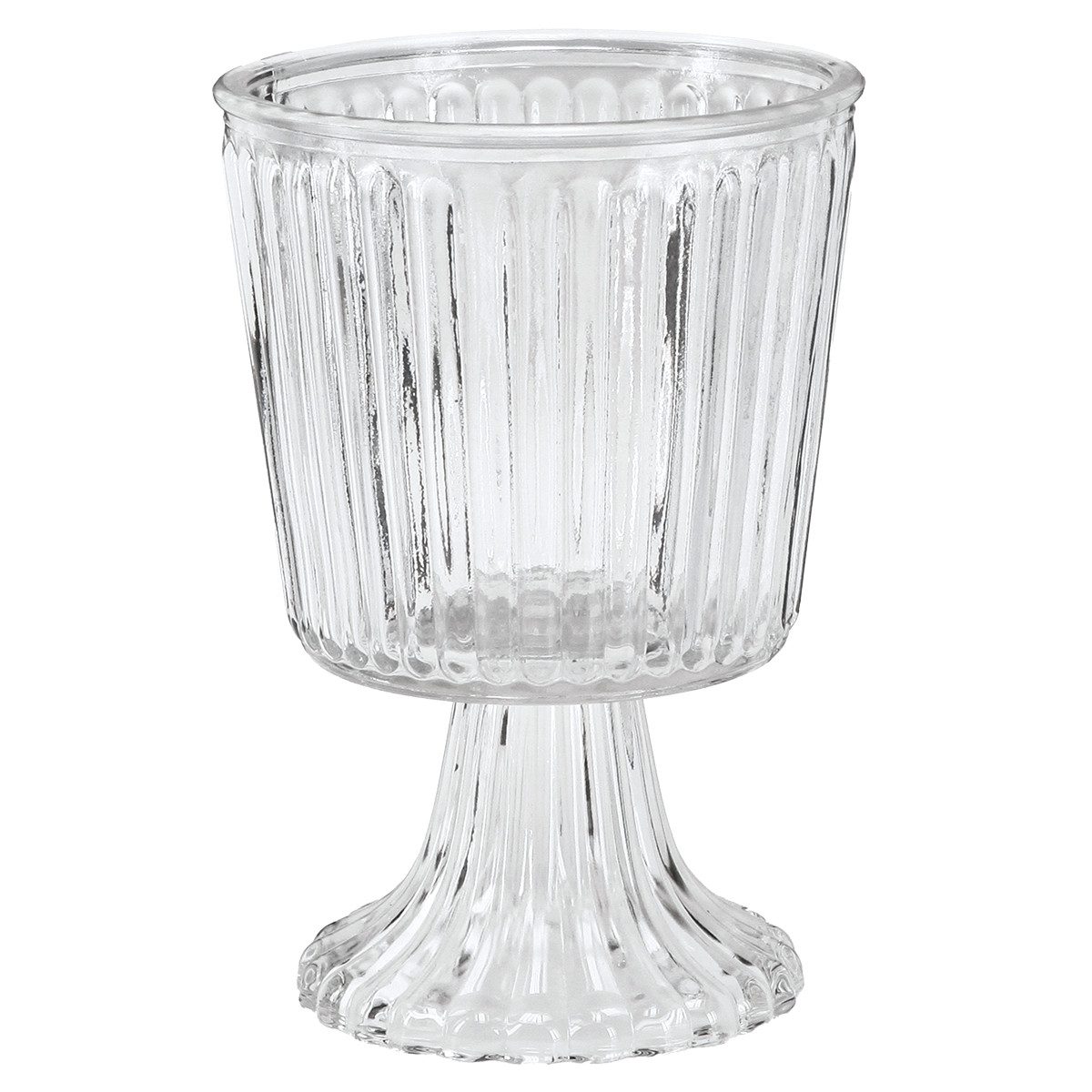 Tischvase Glasvase Fuß Deko geriffelt Ø13cm H19cm Vase Pokal