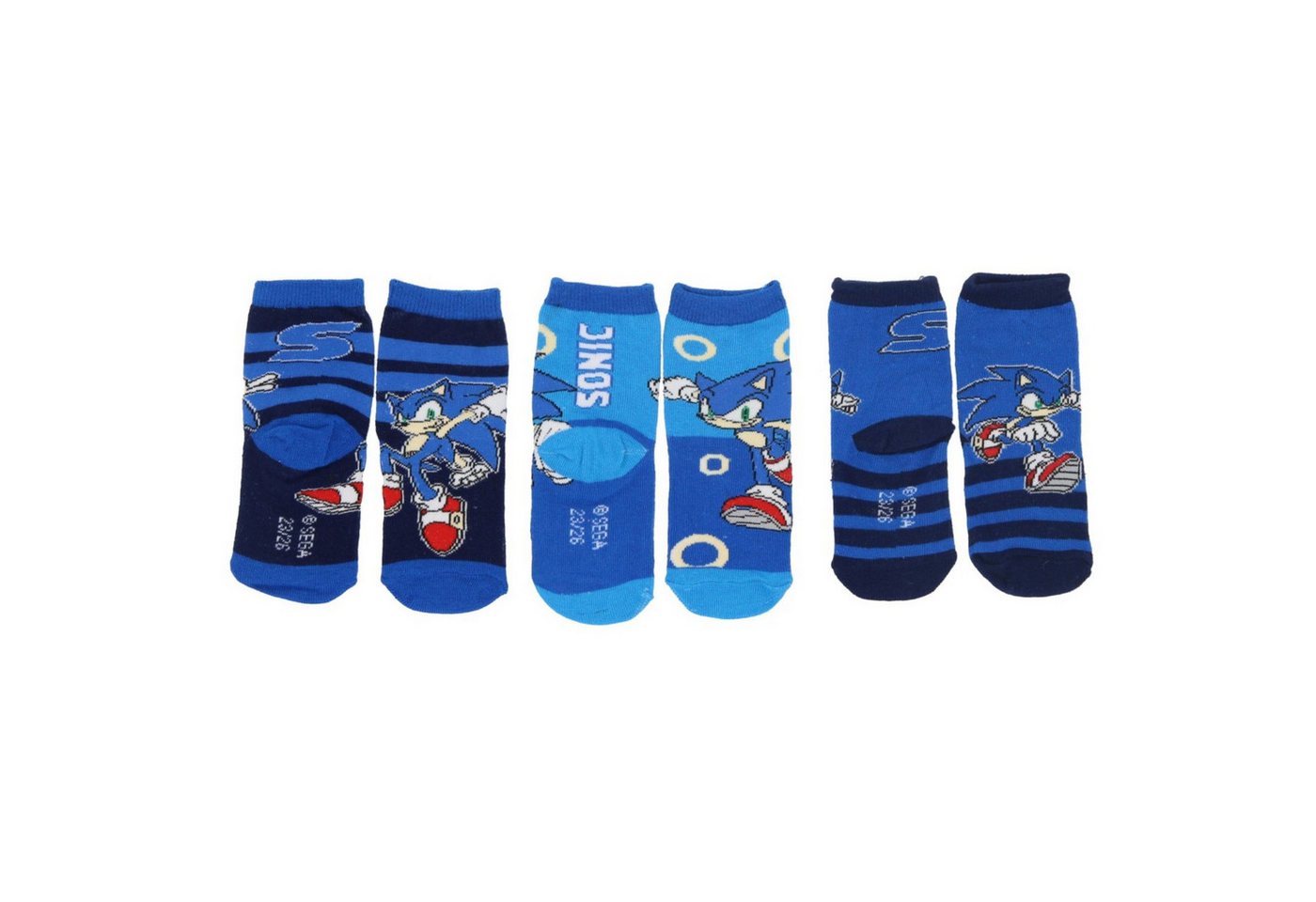 Sonic Sneakersocken Sonic 3er-Pack Socken Coole Strümpfe & Söckchen für Kinder