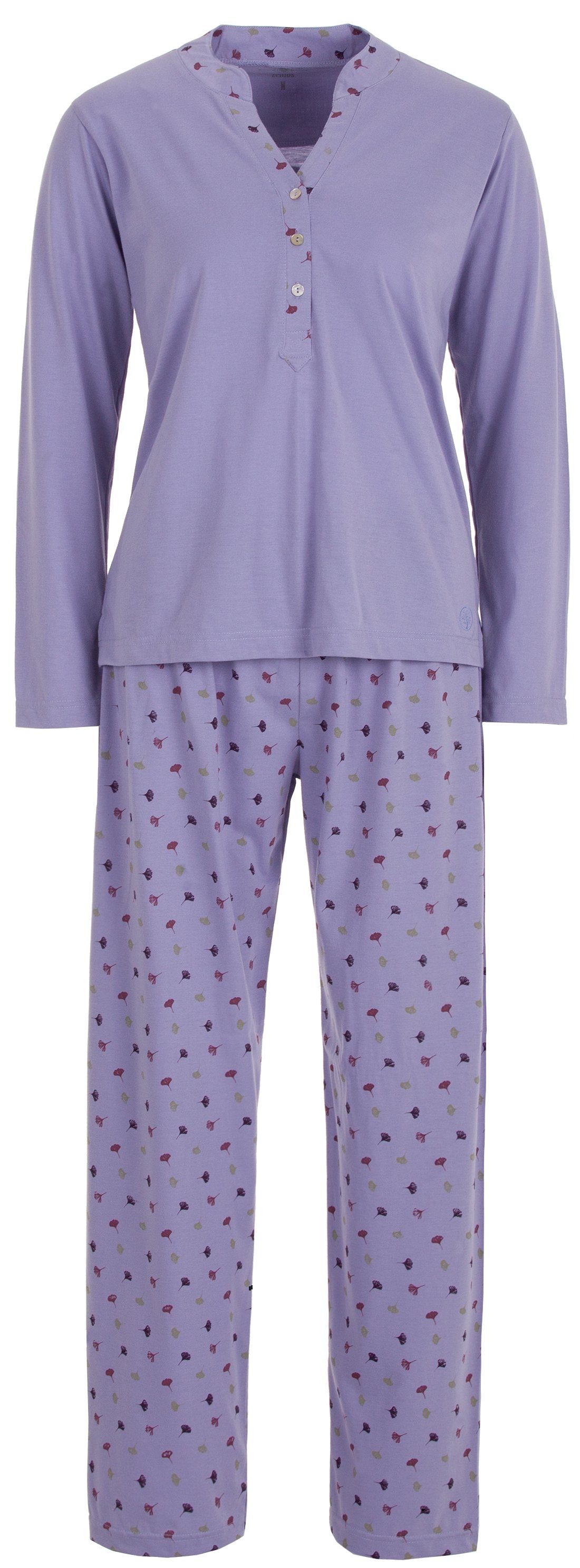 Wäsche/Bademode Pyjamas zeitlos Schlafanzug zeitlos Schlafanzug Pyjama Set 2-tlg. Ginko Langarm Knopfleiste