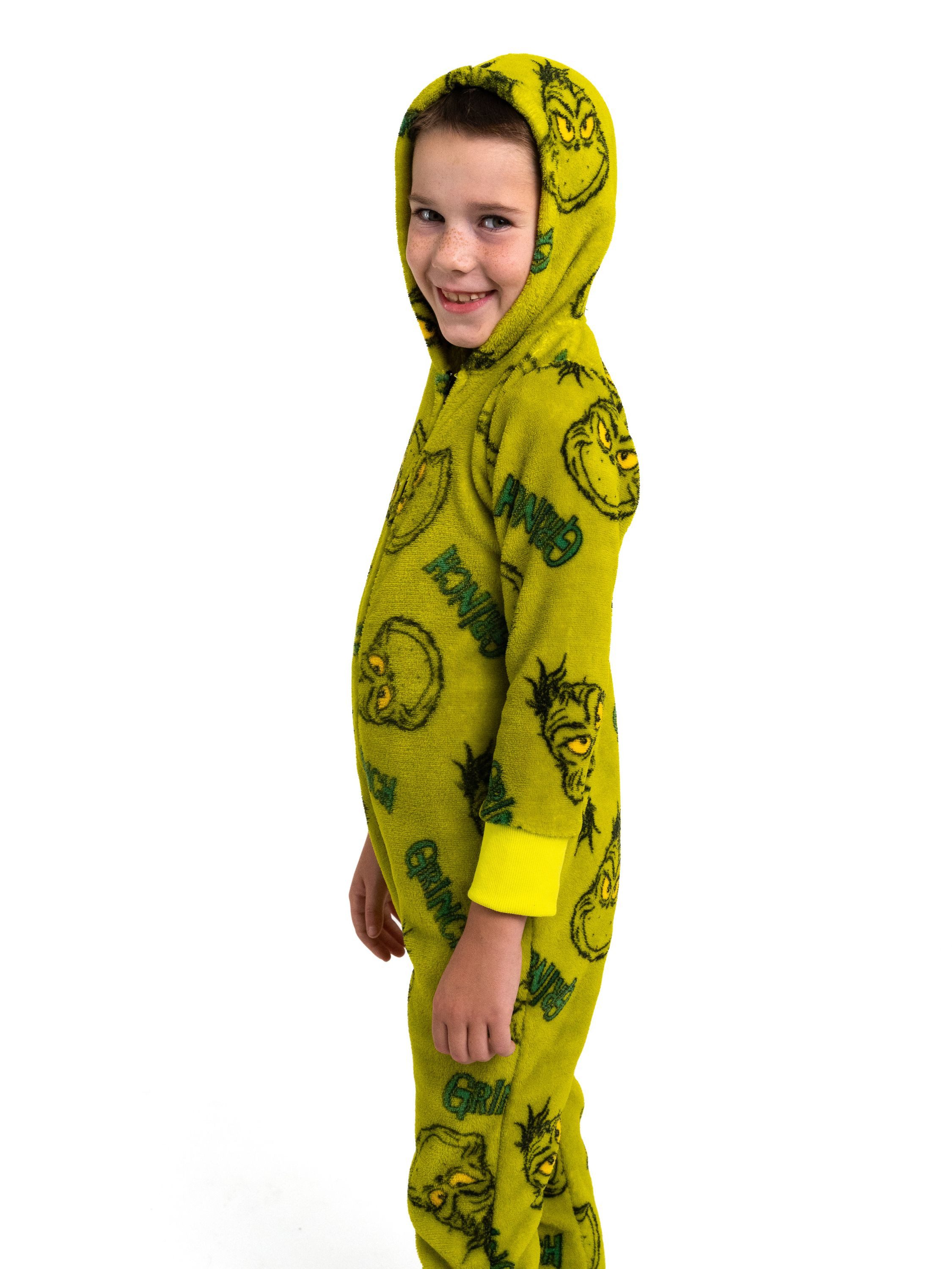 United Labels® Jumpsuit The Grinch Jumpsuit mit Kapuze Overall Pyjama Schlafanzug langarm