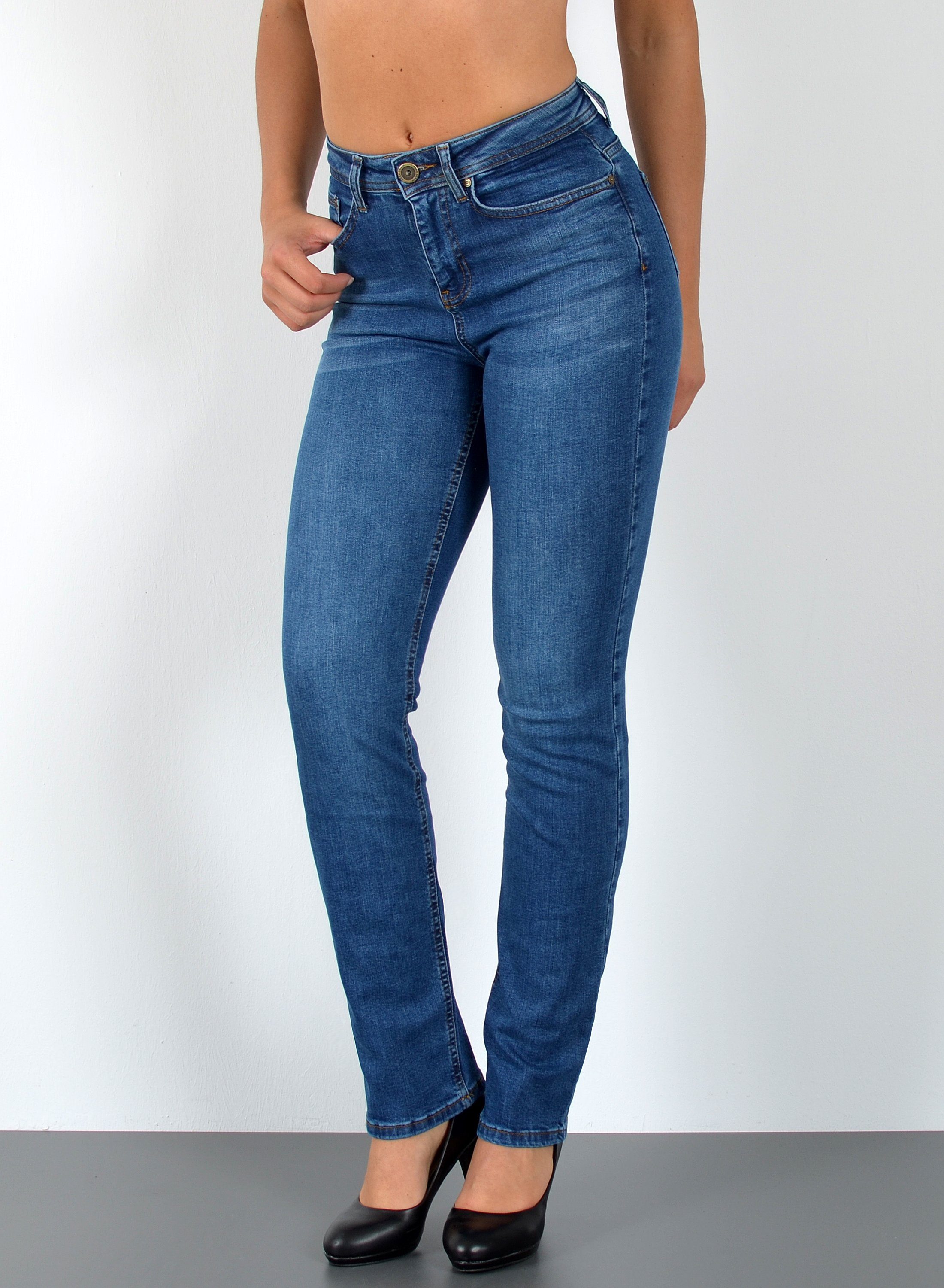 ESRA Straight-Jeans Stretch-Jeans Damen High Waist günstig online kaufen