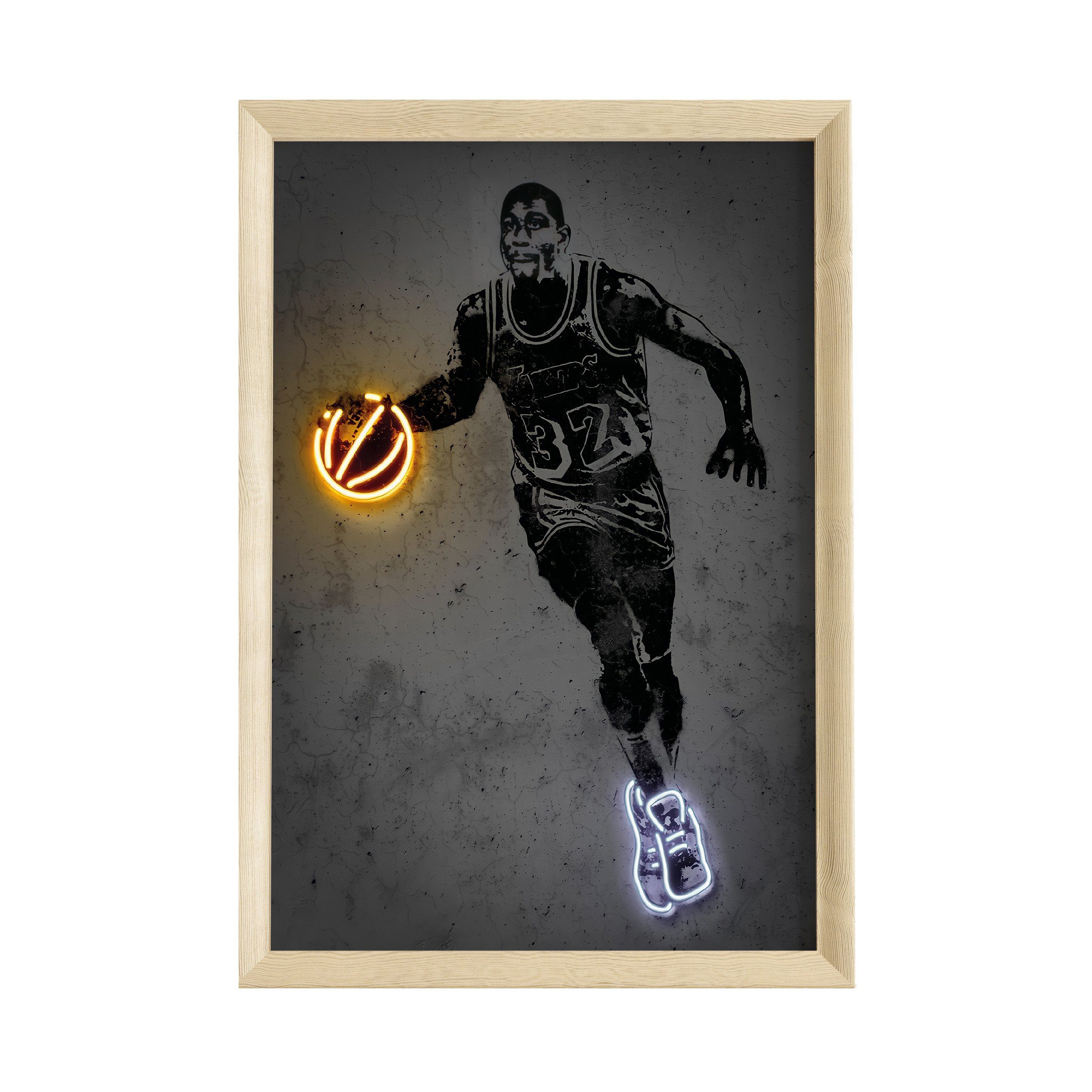 Poster Premium ® Basketball Poster · Neon Effekt · ohne Rahmen