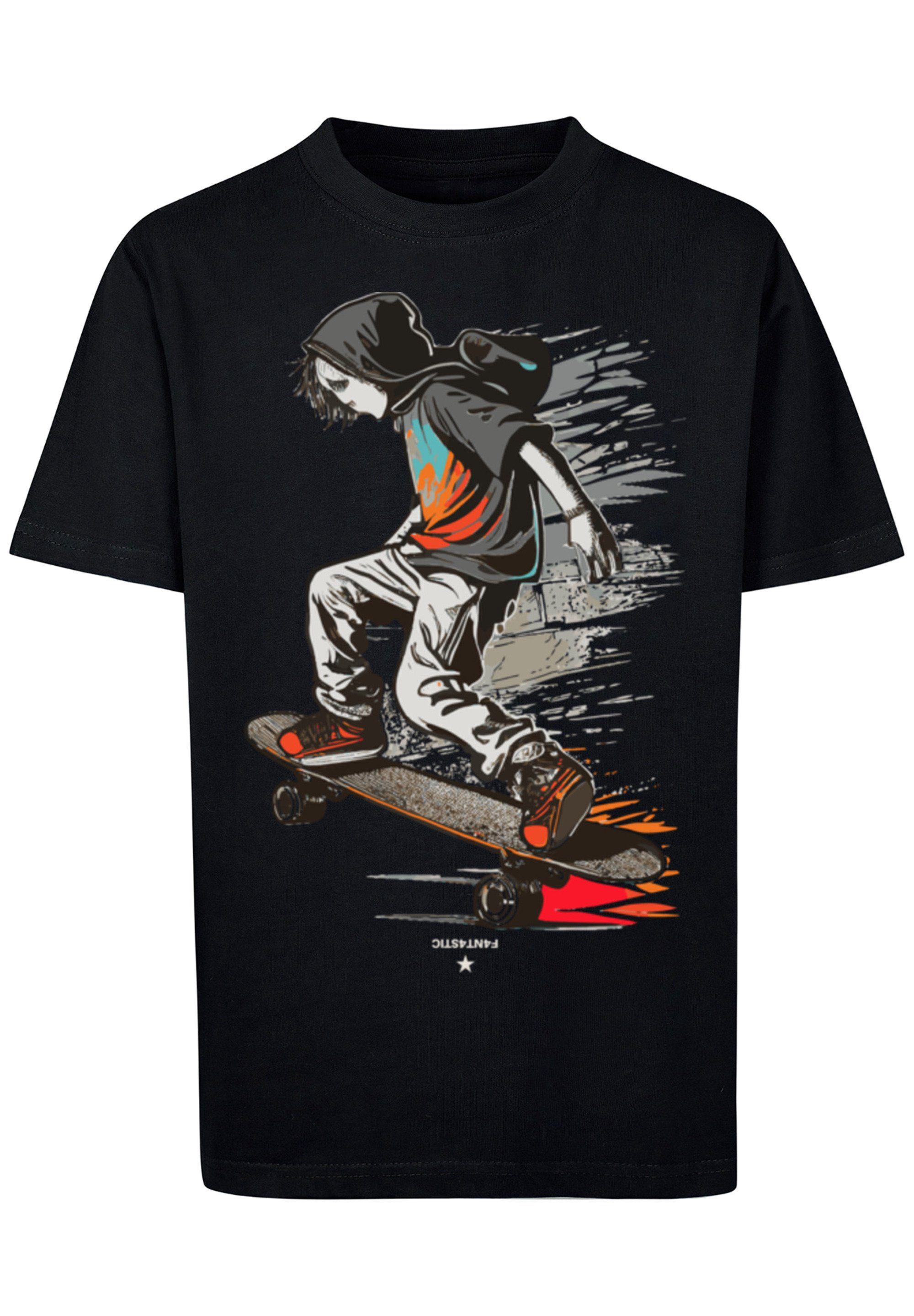 T-Shirt schwarz Print F4NT4STIC Skateboarder