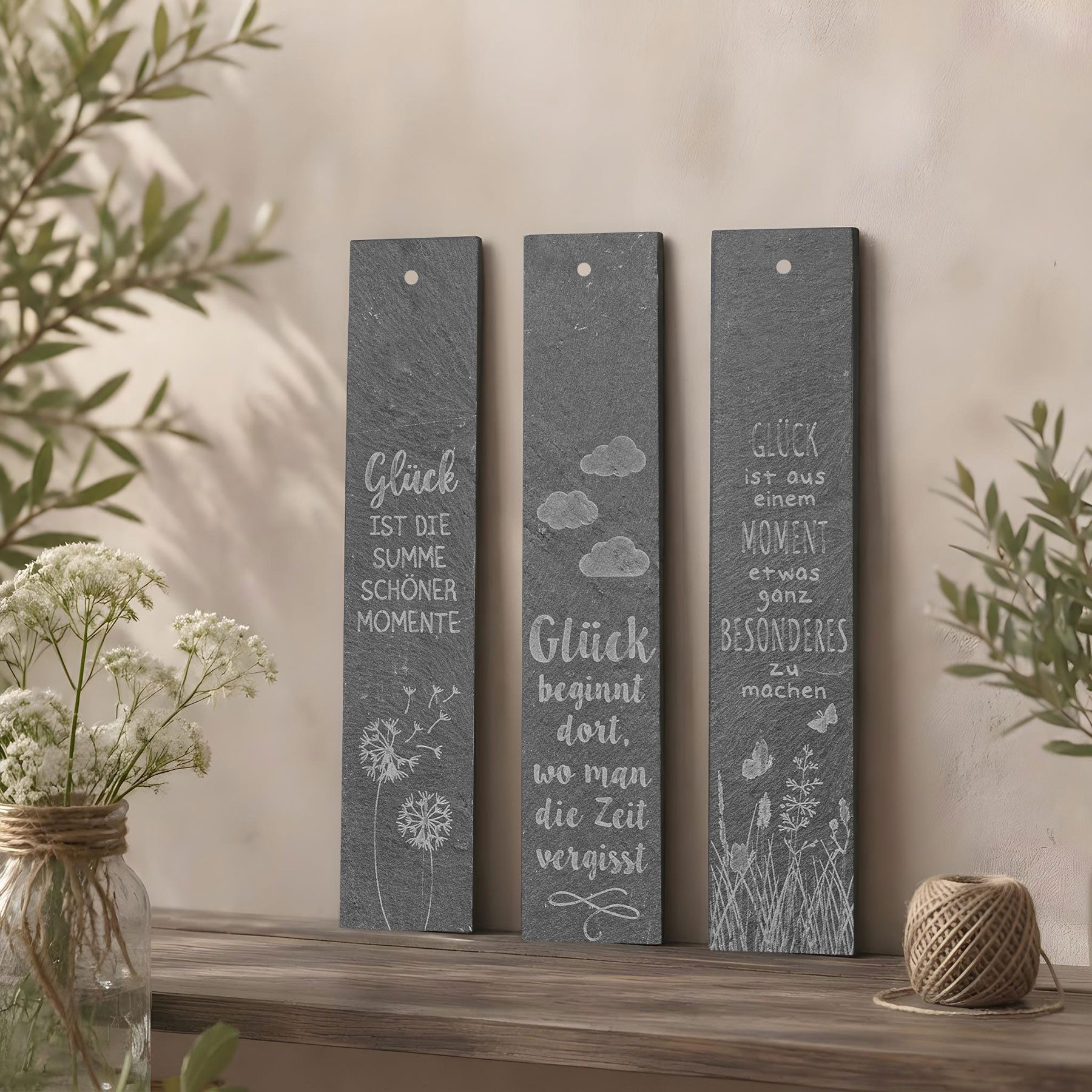 Levandeo® Wandbild, Schiefer Schilder Glück H30cm Sprüche Deko Schild Schiefertafel