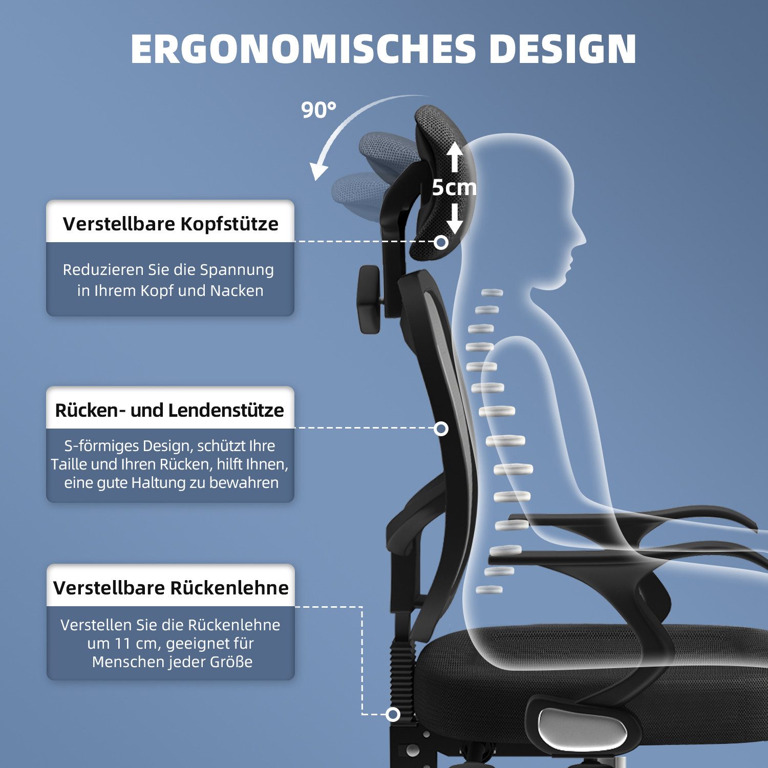 Adormii Bürostuhl Ergonomischer Bürostuhl mit verstellbarer günstig online kaufen