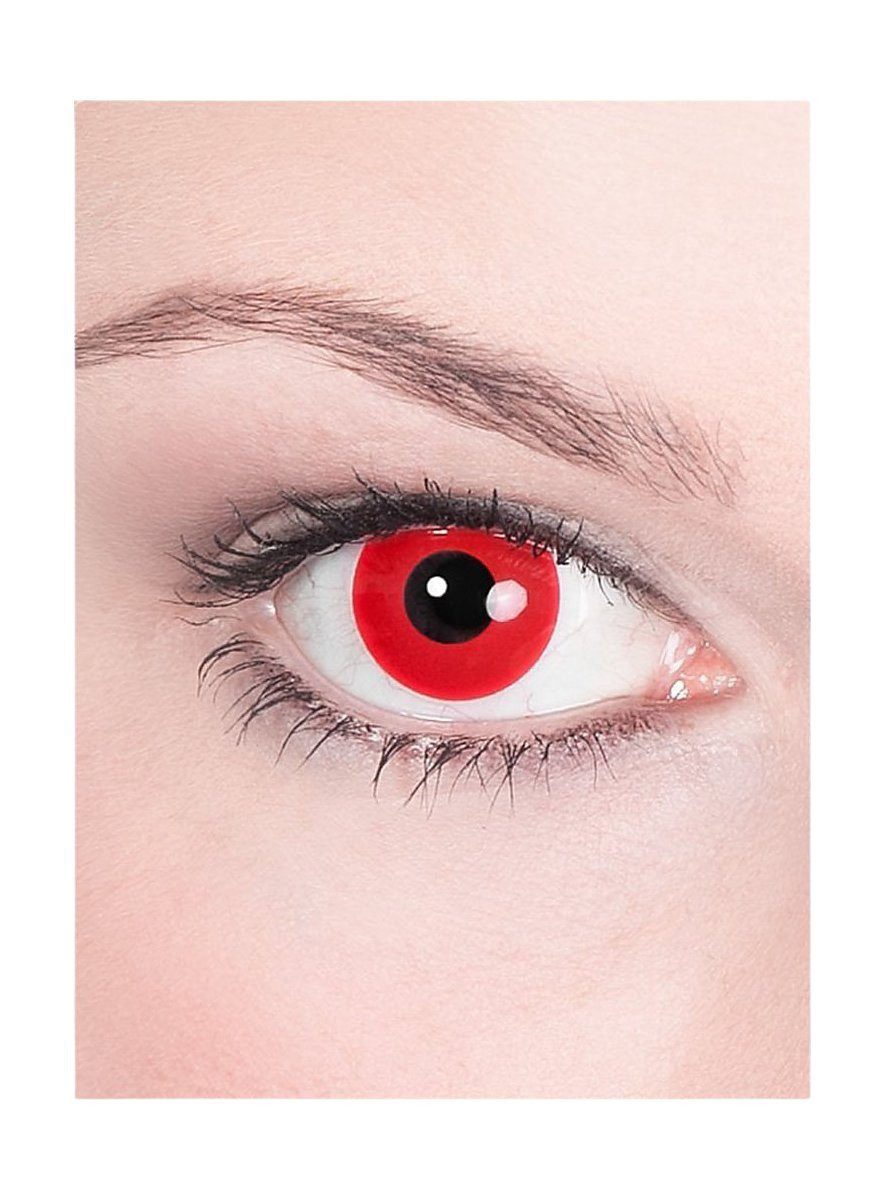 Metamorph Motivlinsen Rot mit Dioptrien - Fasching Karneval Halloween, Eine farbige Kontaktlinse mit Stärke