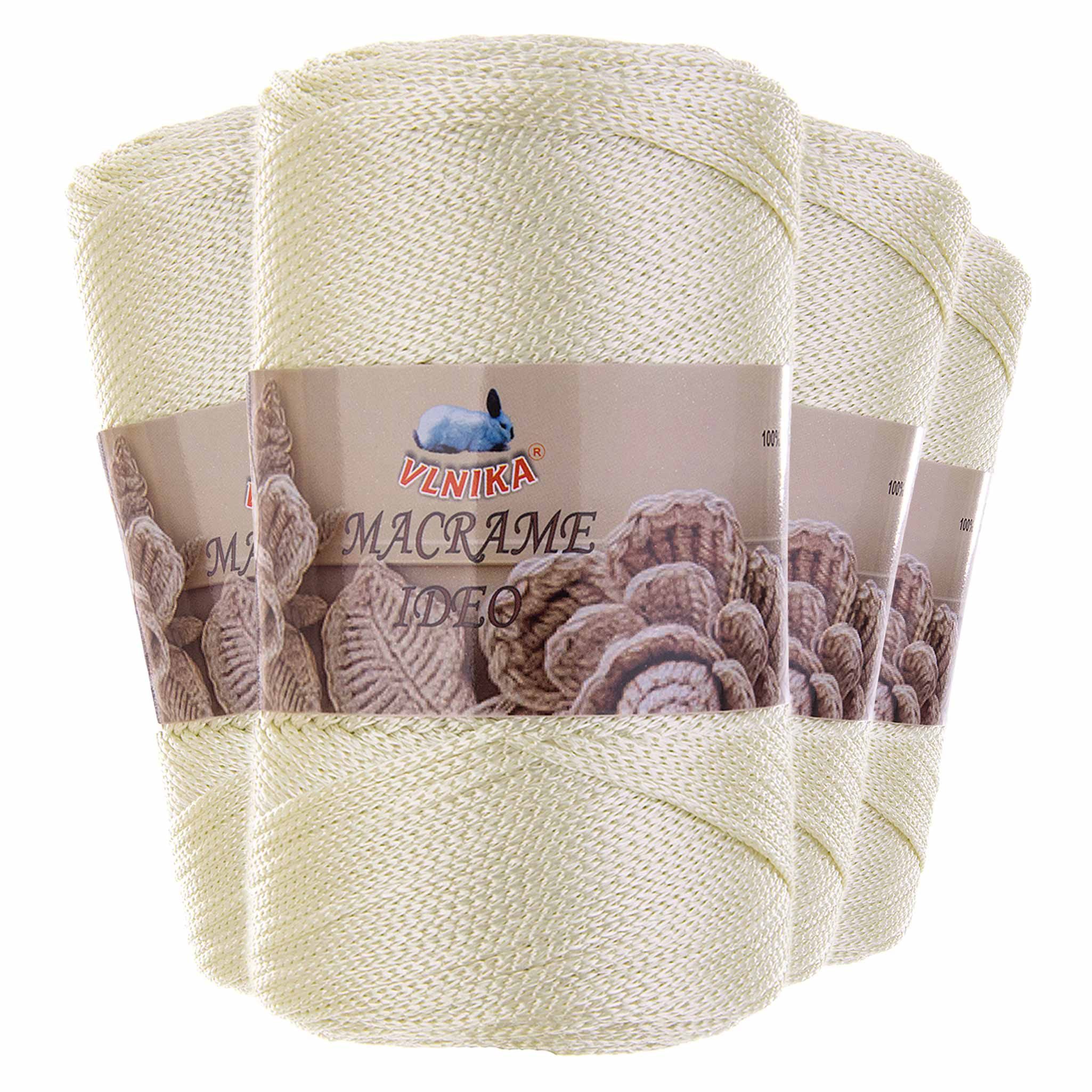 maDDma 4 x 250g Strickgarn Macrame Ideo Unifarben Häkelgarn Flechtgarn Häkelwolle, 1000 m (Sparpaket (4 Knäuel je 250g), 4-St), creme