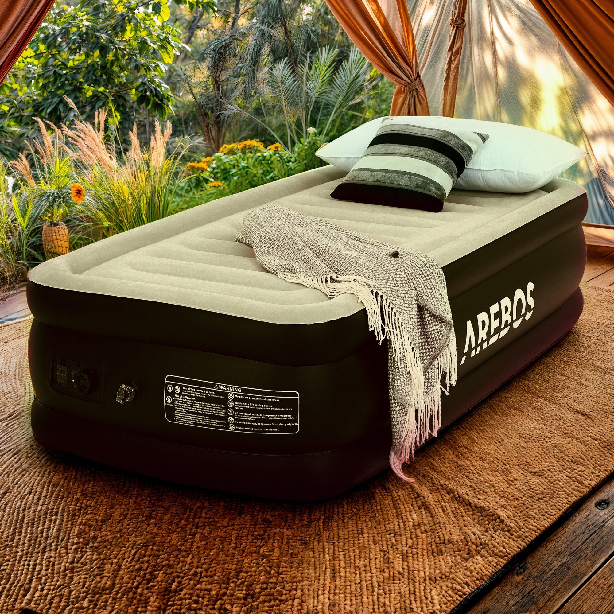 Arebos Luftbett 203 × 95 × 51 cm – selbstaufblasend mit integrierter Pumpe, günstig online kaufen