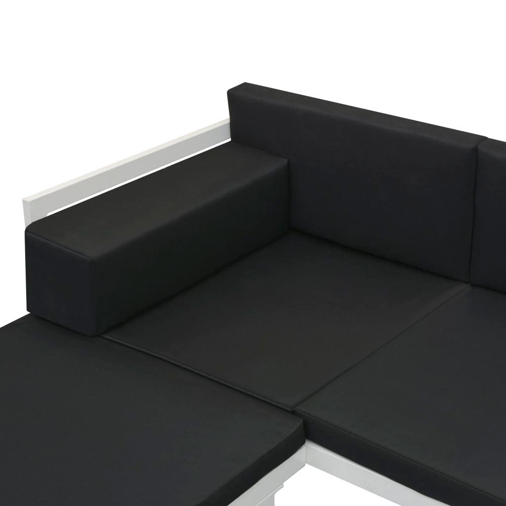 vidaXL Gartenlounge-Set 5-tlg. Garten-Lounge-Set Textilene Aluminium Schwarz, (5-tlg)
