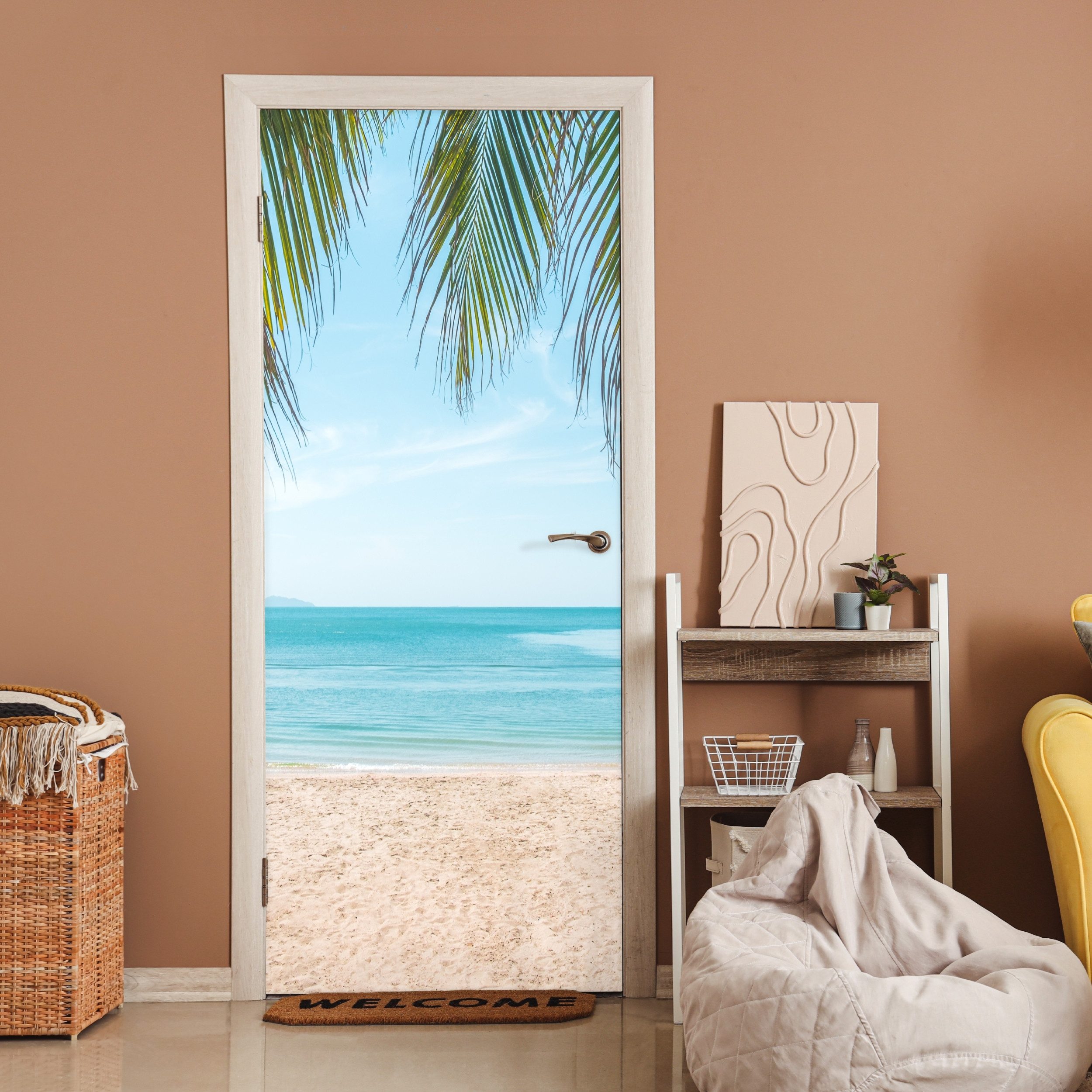 MuchoWow Türtapete Palmenblatt - Strand - Tropisch, Matt, bedruckt, (1 St), günstig online kaufen