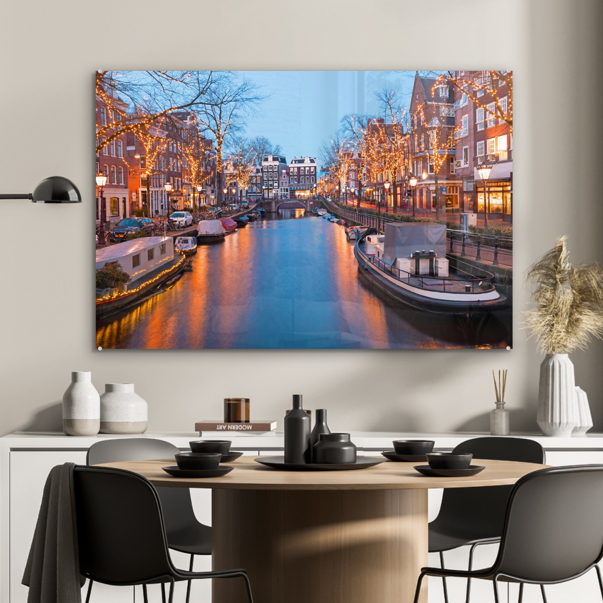 & MuchoWow Acrylglasbild Amsterdam (1 Weihnachten - Schlafzimmer St), Acrylglasbilder Wasser, - Wohnzimmer