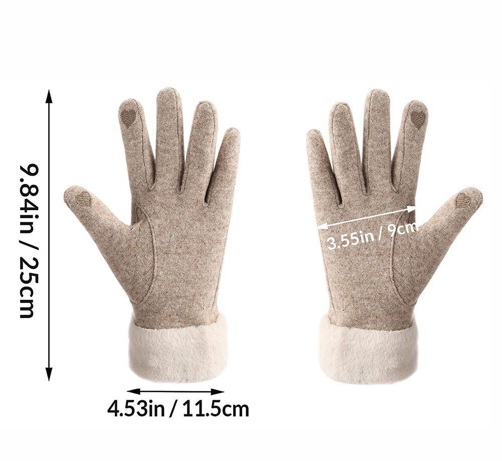 Warme Plüschhandschuhe Handschuhe Haiaveng Damen Reithandschuhe Khaki Winter Touchscreen-Handschuhe