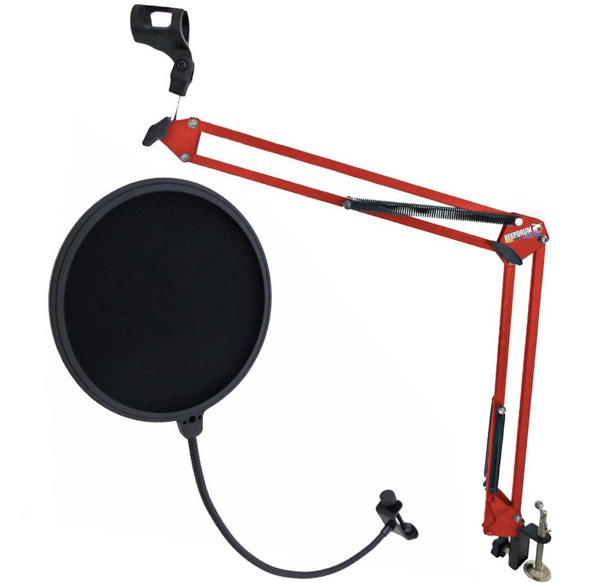 Mikrofonständer keepdrum NB35 RD Rot Gelenkarm + Popschutz
