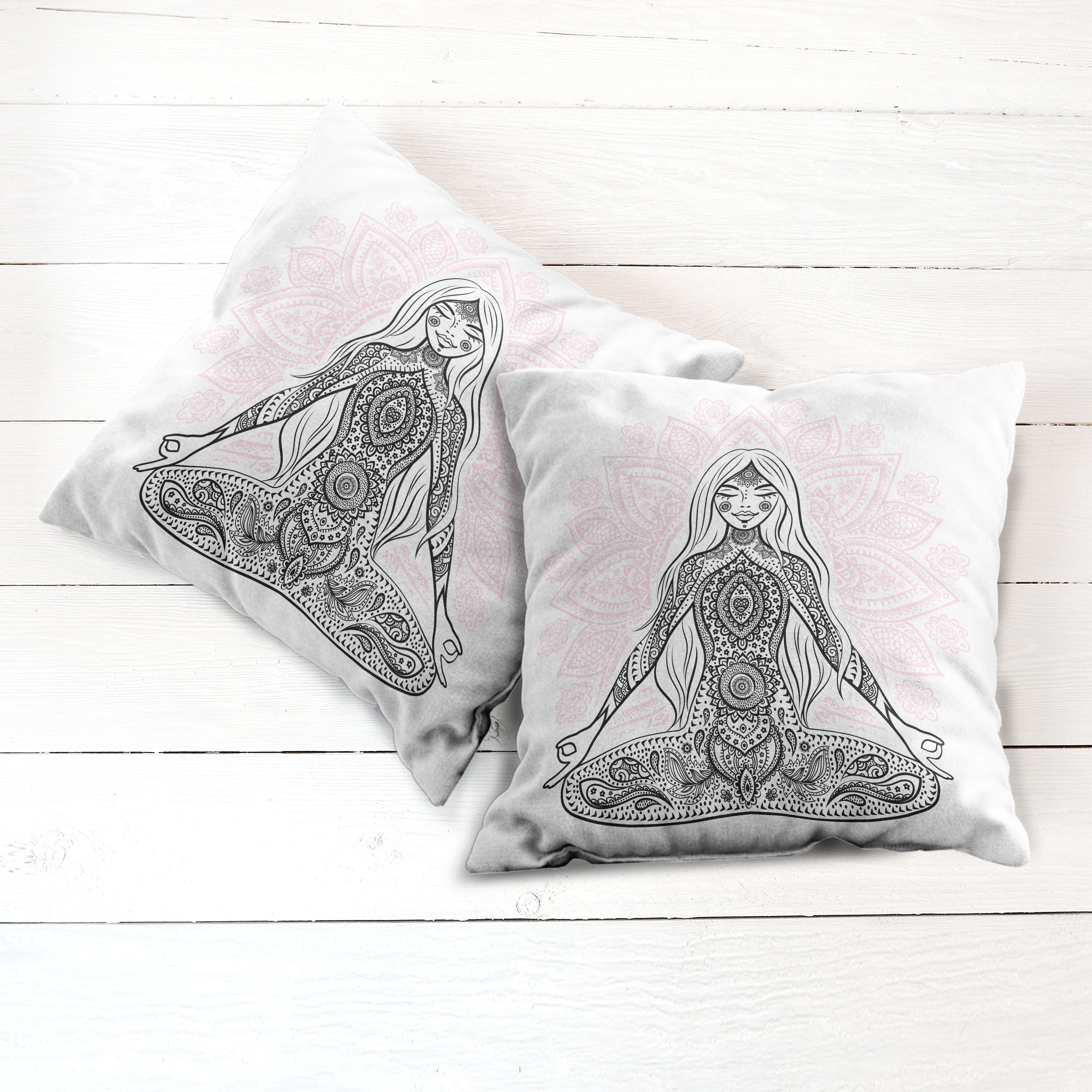 (2 Digitaldruck, Doppelseitiger Mandala Lotus Abakuhaus Meditation Modern Accent Stück), Yoga Kissenbezüge