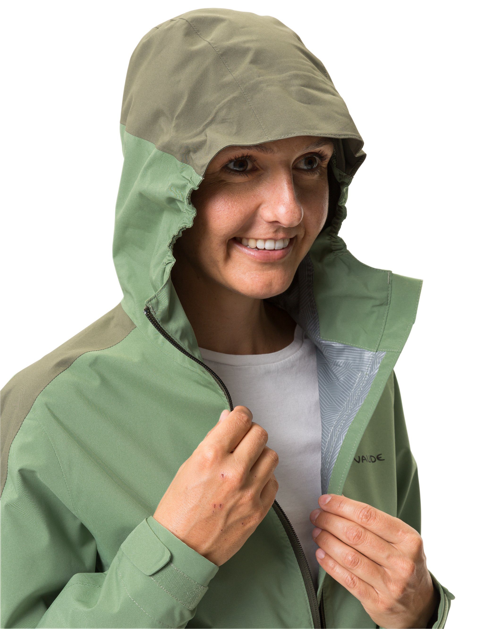 Outdoorjacke II Jacket kompensiert willow Women's green Klimaneutral Rain VAUDE Moab (1-St)