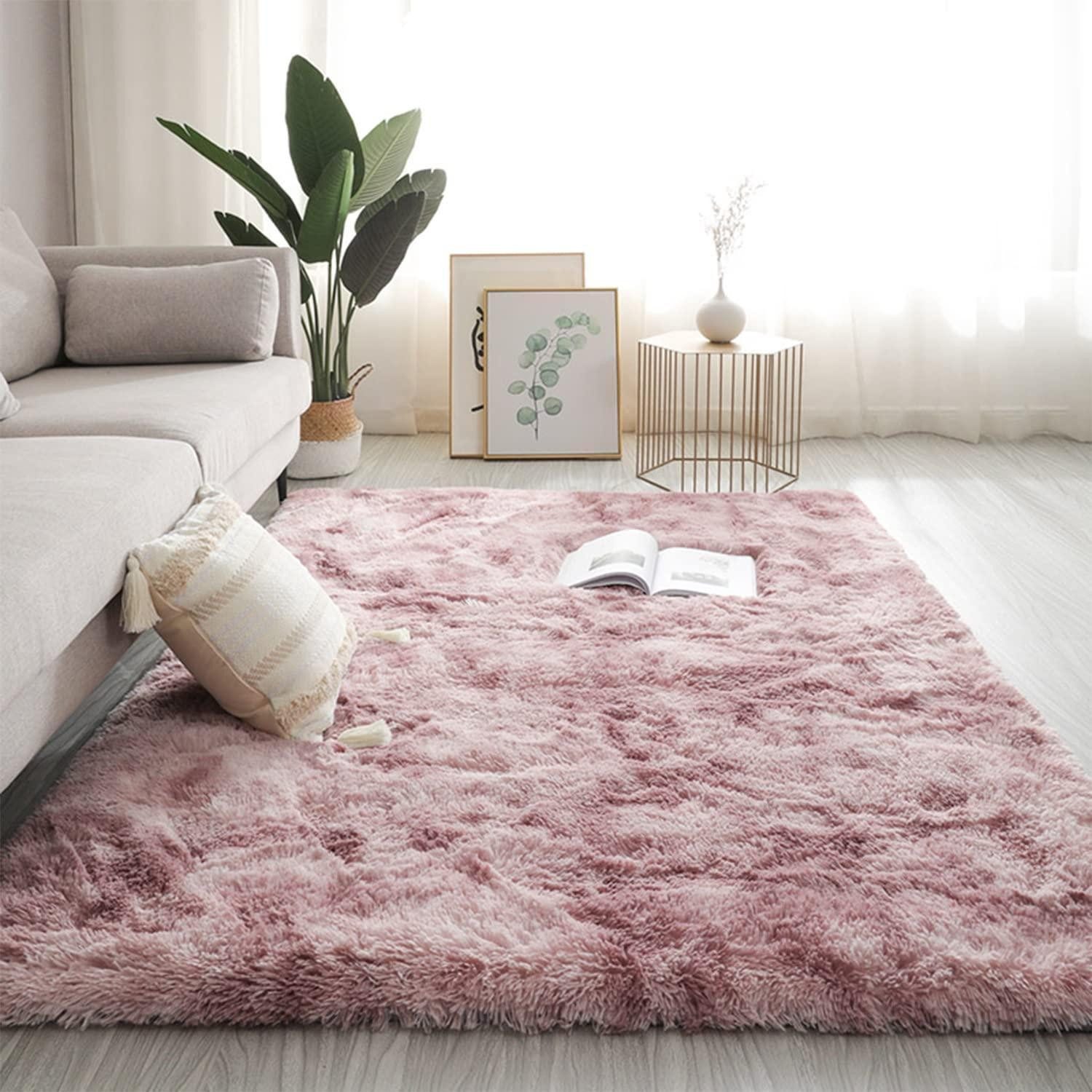 LuxusKollektion Hochflor-Teppich Shaggy Teppich Rosa 40x60cm, rechteckig, Höhe: 35 mm