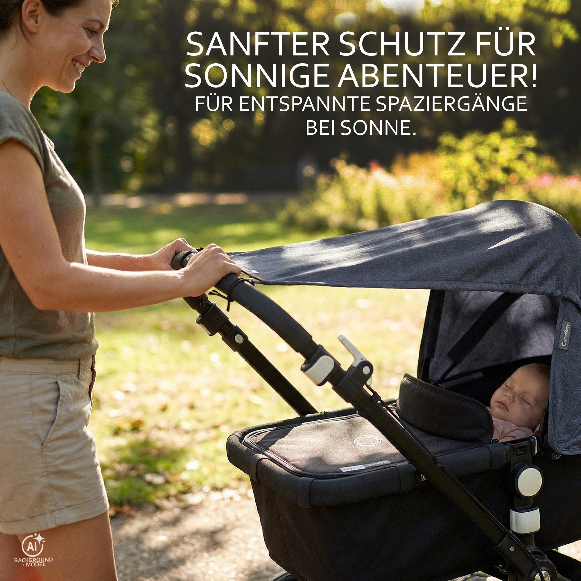BambiniWelt by Rafael K. Kinderwagen-Sonnenschutzhülle universal Sonnensegel für Kinderwagen Buggy UV Schutz 50+, UV Schutz 50+