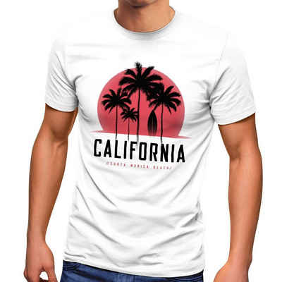 Neverless Print-Shirt Herren T-Shirt California Palmen Santa Monica Beach Sommer Sonne Fashion Streetstyle Neverless® mit Print