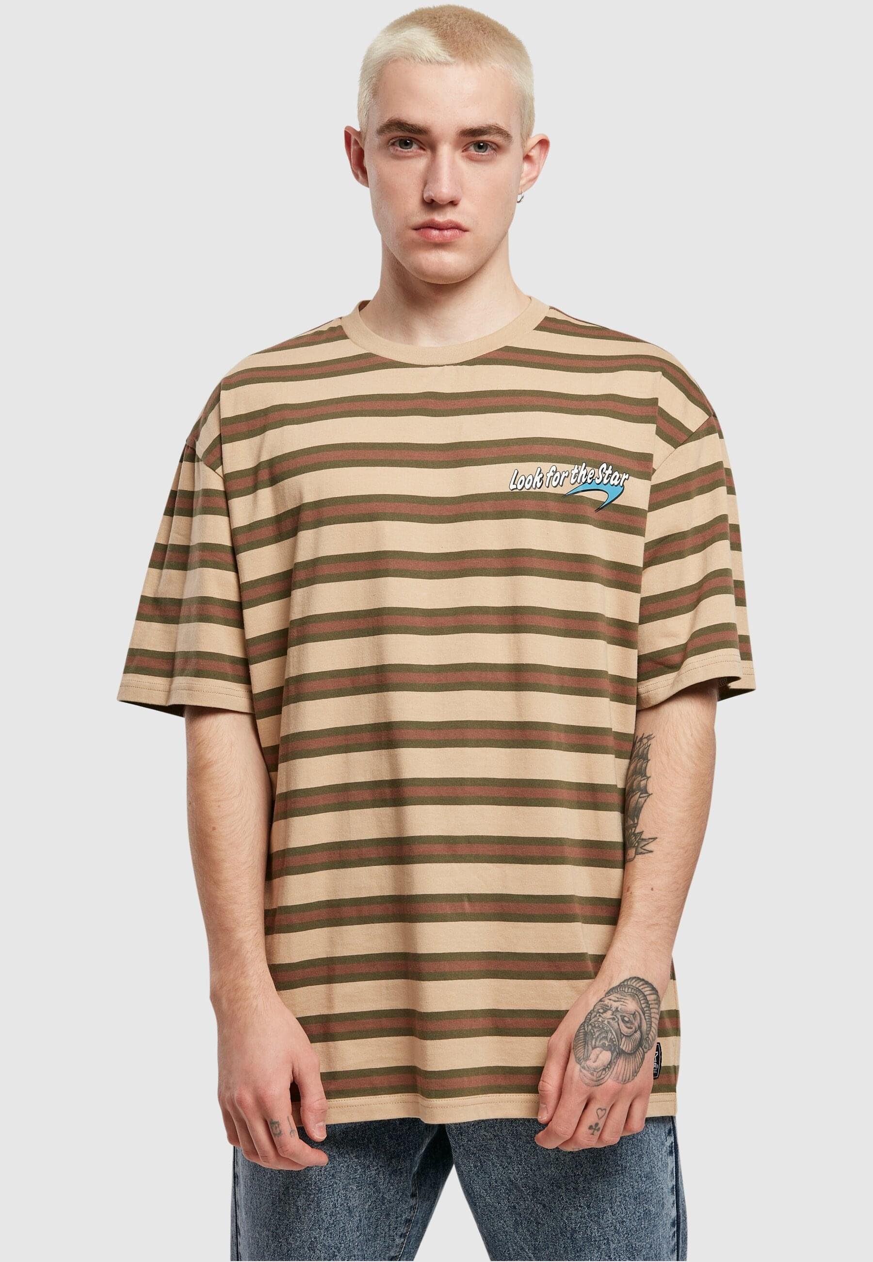 Look Black Starter for Herren Label Tee Striped Starter T-Shirt Star Oversize (1-tlg) unionbeige/darkolive/bark the