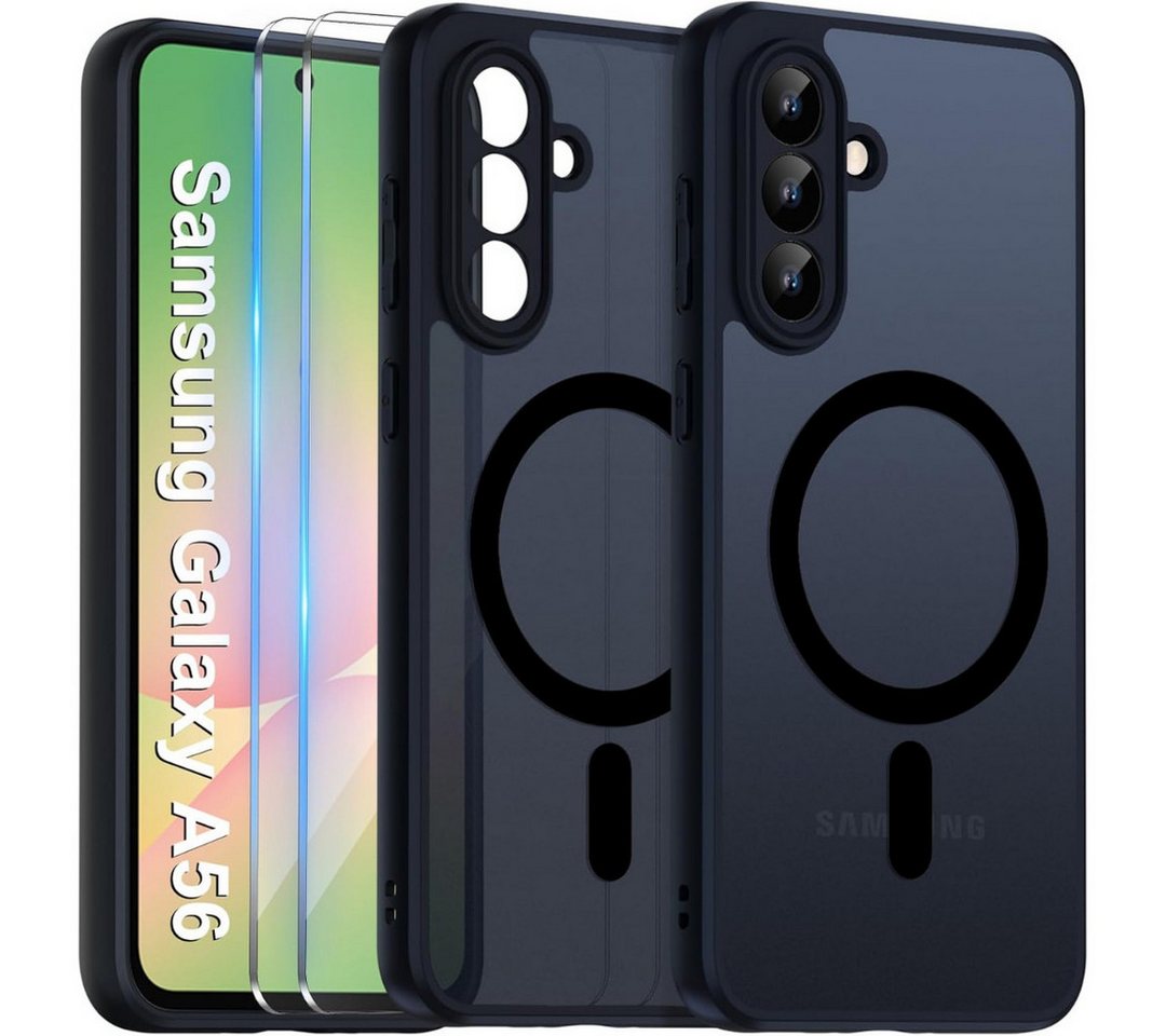 SmartUP Smartphone-Hülle + 2X Schutzglas für Samsung Galaxy A56 5G MagSafe Panzerfolie Case 9H 6,7 Zoll, kompletter Rundumschutz, MagSafe-Technologie