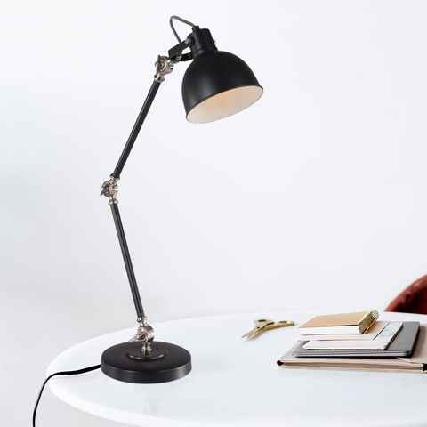 Steinhauer LIGHTING Schreibtischlampe, Leuchtmittel nicht inklusive, Tischlampe Schreibtischleuchte Retro schwarz Gelenke verstellbar