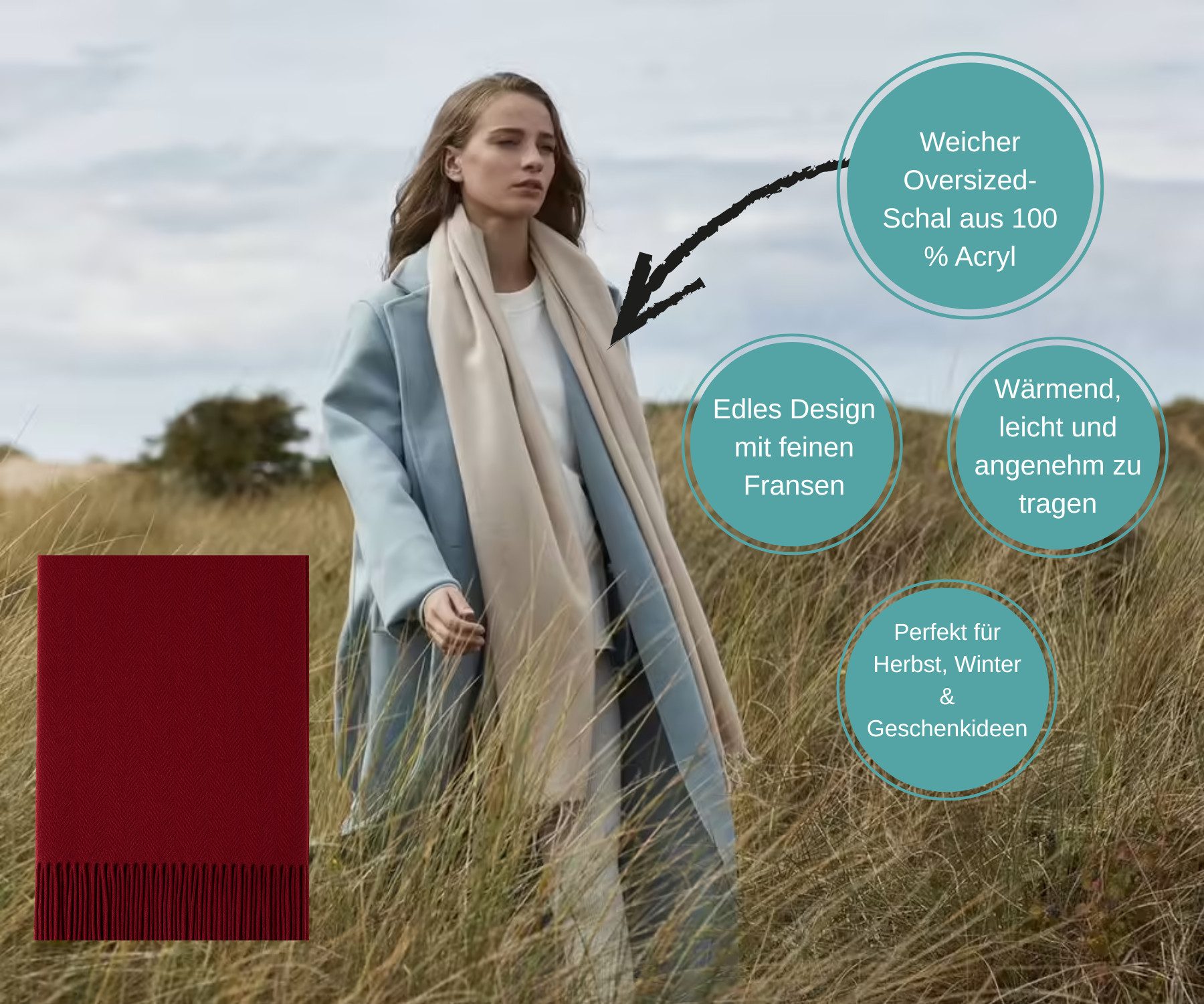 Quality Elegance Schal Weihnachts Geschenkset für Frauen – Luxus Wellness & Cozy Christmas, (6-St)