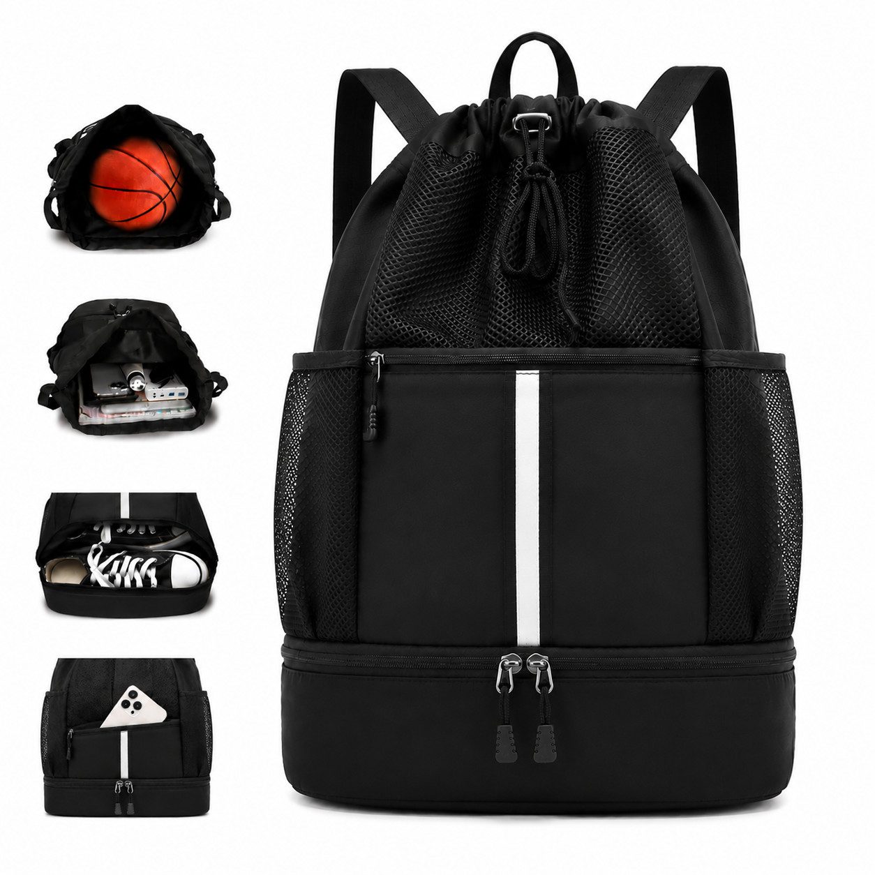 ibettertec Freizeittasche Sporttasche Rucksack Große mit Schuhfach für Fitness Reisen Basketball (Perfekte Kombination aus Rucksack und Sporttasche), geeignet für Basketball, Fußball, Fitnessstudio und Reisen