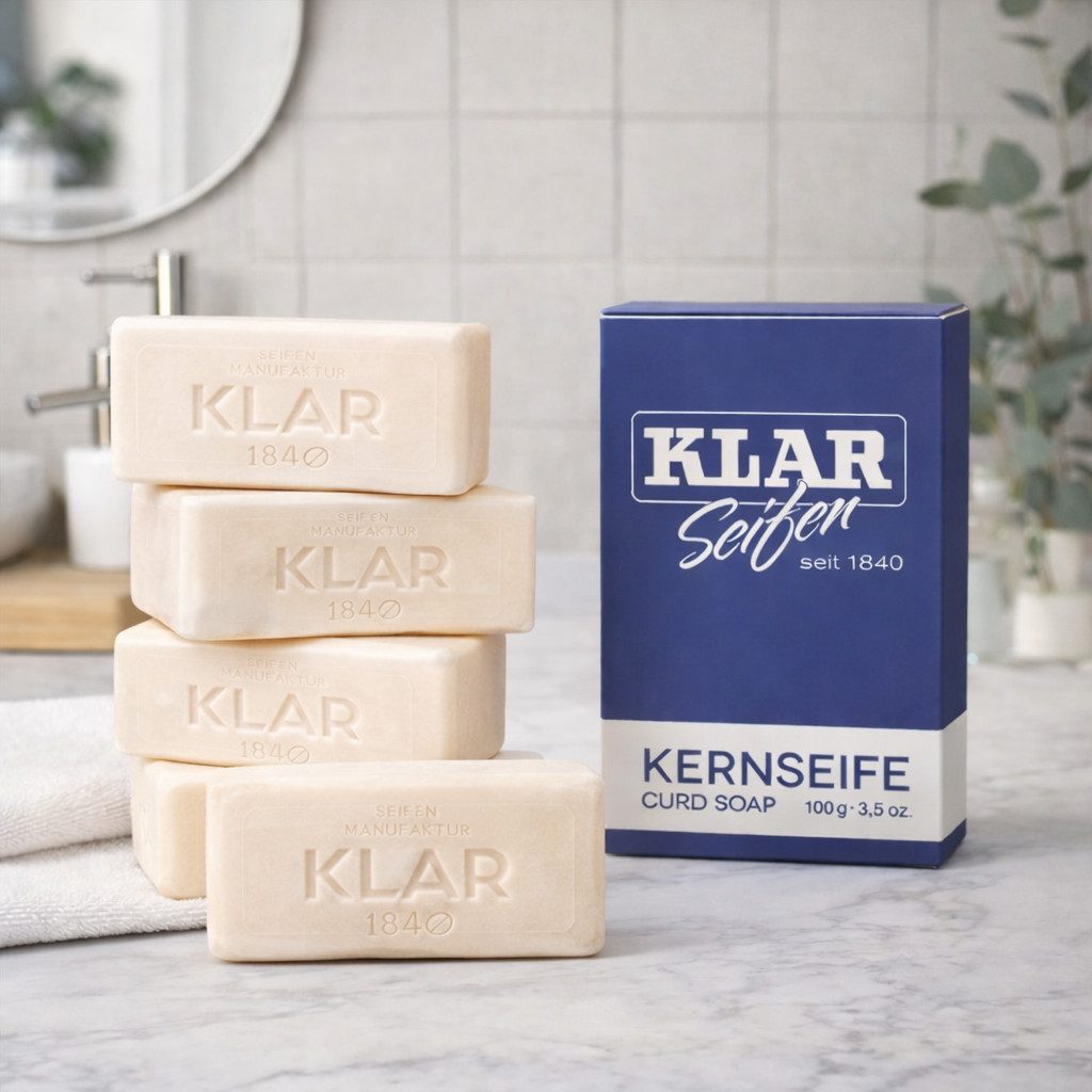 Klar Seife Handseife Kernseife 500 g, 5-tlg., rein pflanzliche Öle, ohne Duft-und Farbstoffe