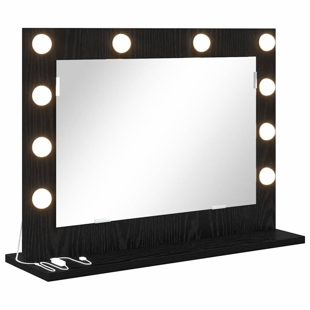 vidaXL Spiegel Waschtischspiegel Schwarz Eichen-Optik 60 x 45 x 18 cm (1-St)