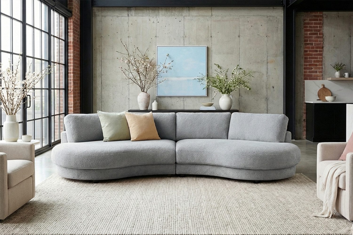 KAWOLA Big-Sofa PADANA Wohnlandschaft - XXL Komfort - Designer Couch - 410 cm, Lounge Sofa, Rundumbezug, Stahl-Wellenferdern, luxuriöse Polsterung